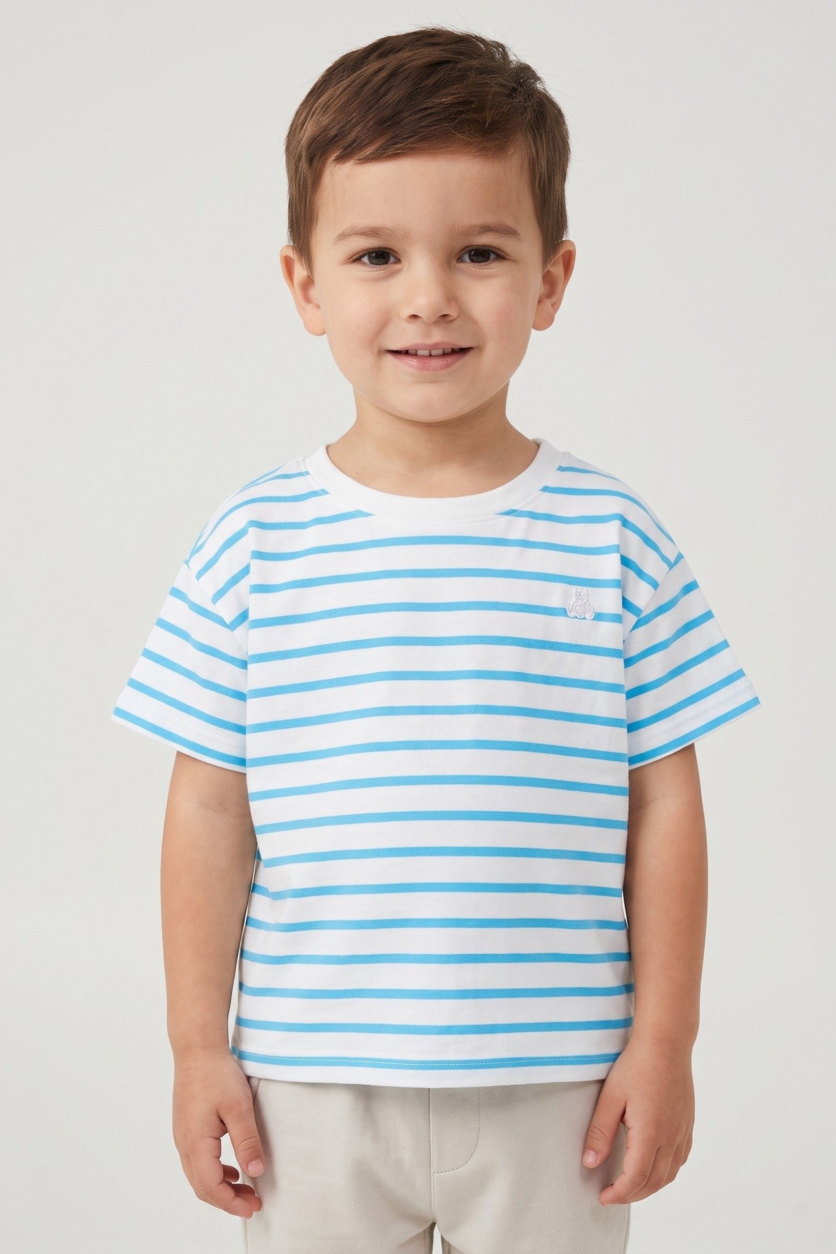 Toddlers Boy Short  Sleeve Stripe Top, Multicolor