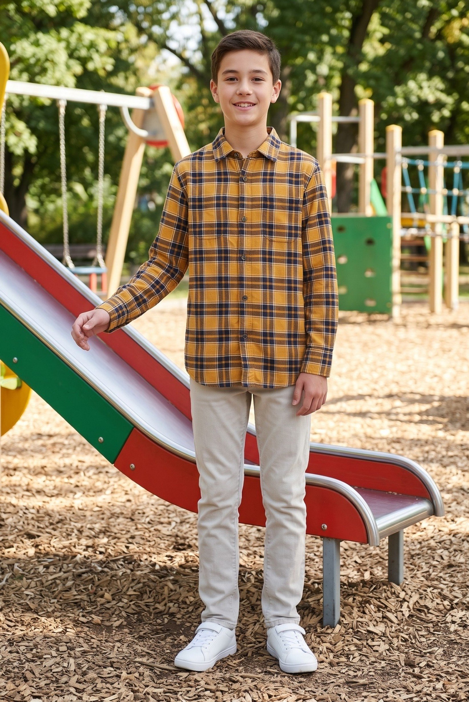 Kids Boy Regular Fit Plain Long Sleeve Casual Shirt, Multicolor