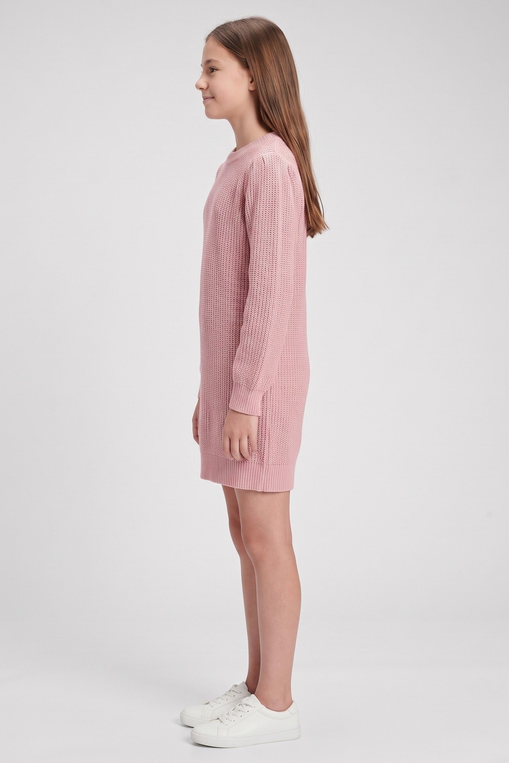 Kids Girl Textured Sweater Dress, Pink