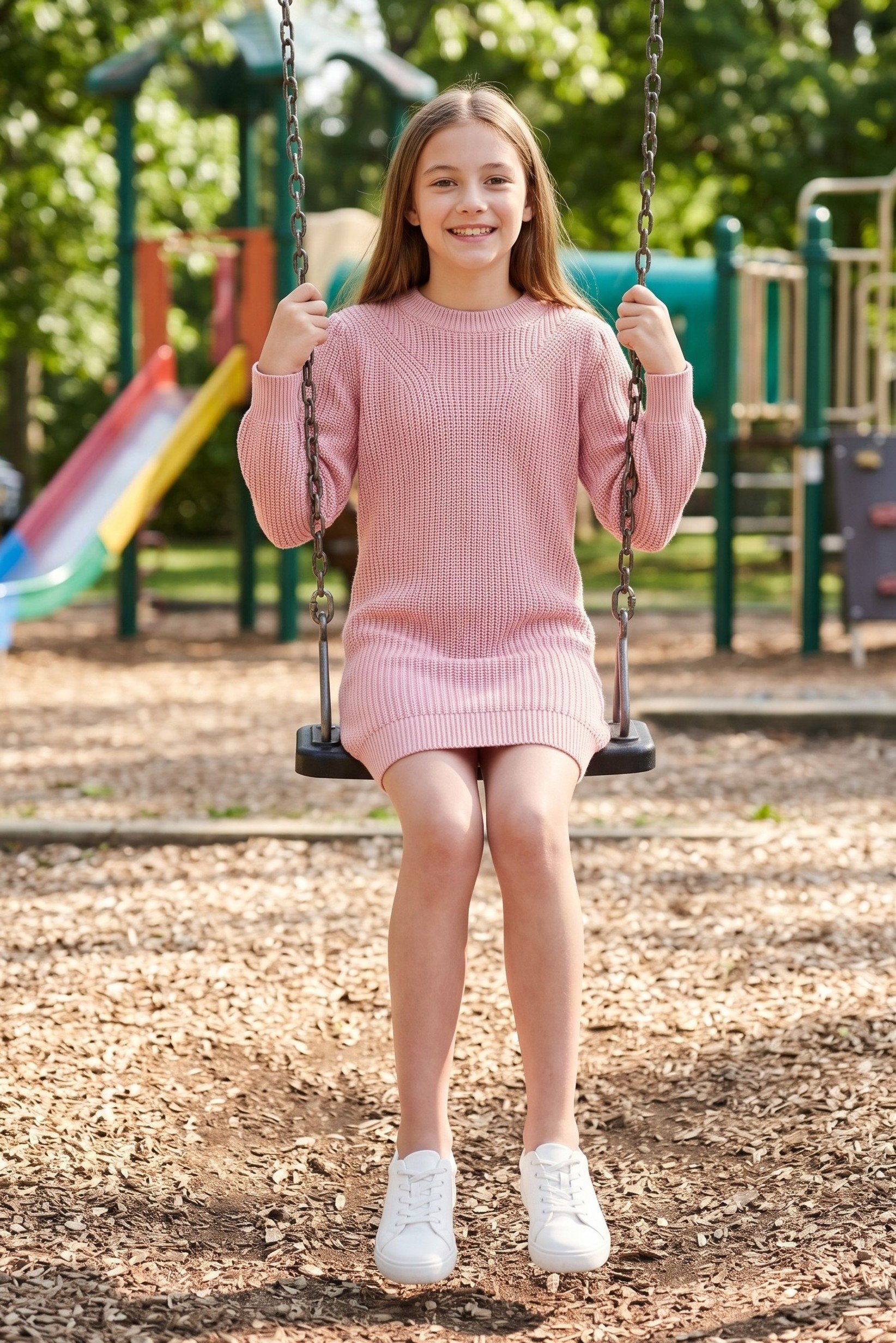 Kids Girl Textured Sweater Dress, Pink