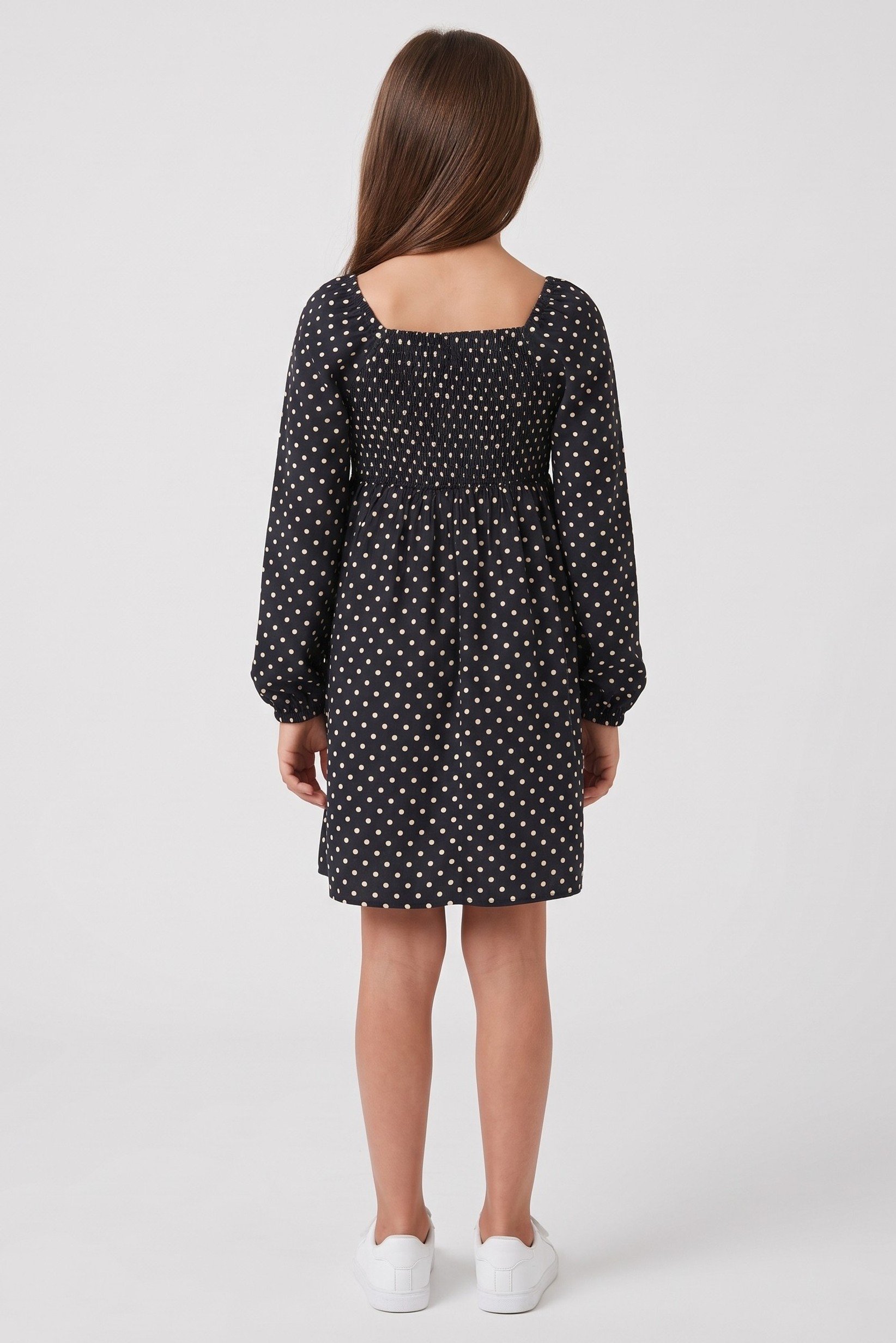 Kids Girl Long Sleeve Polka Dots Dress, Multicolor