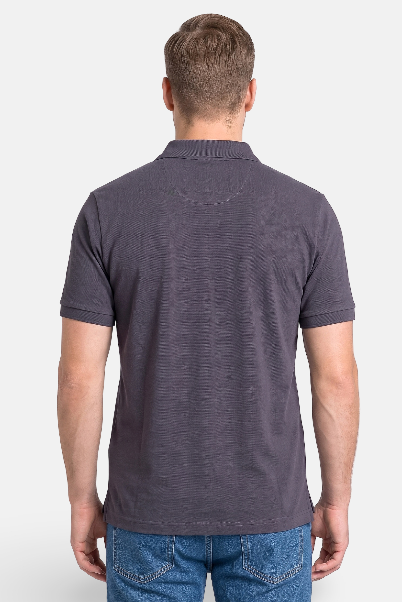 Men Regular Fit Short Sleeve Plain Polo Shirt, Grey