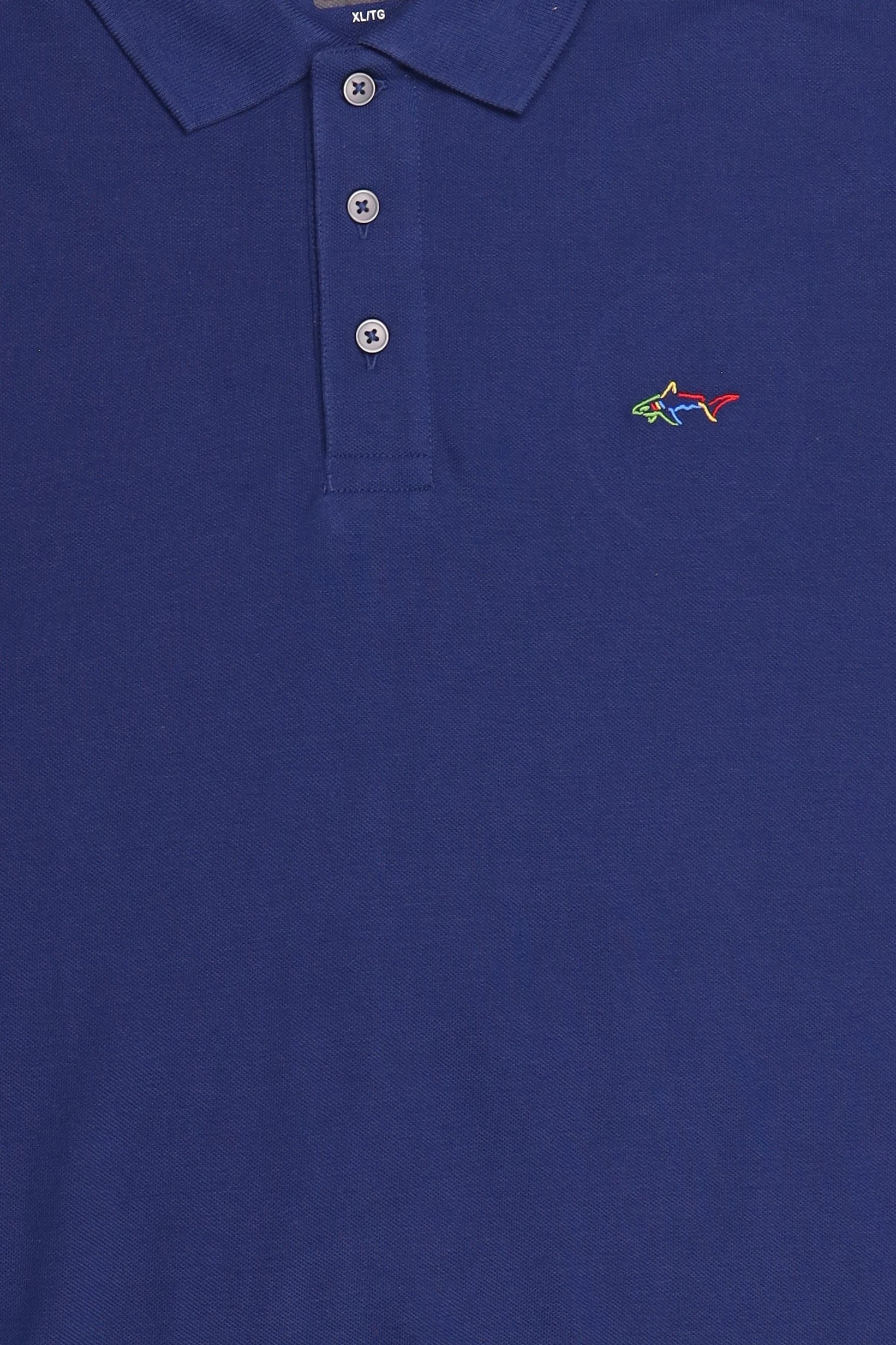 Men Regular Fit Short Sleeve Embroidered Logo Polo Shirt, Navy Blue