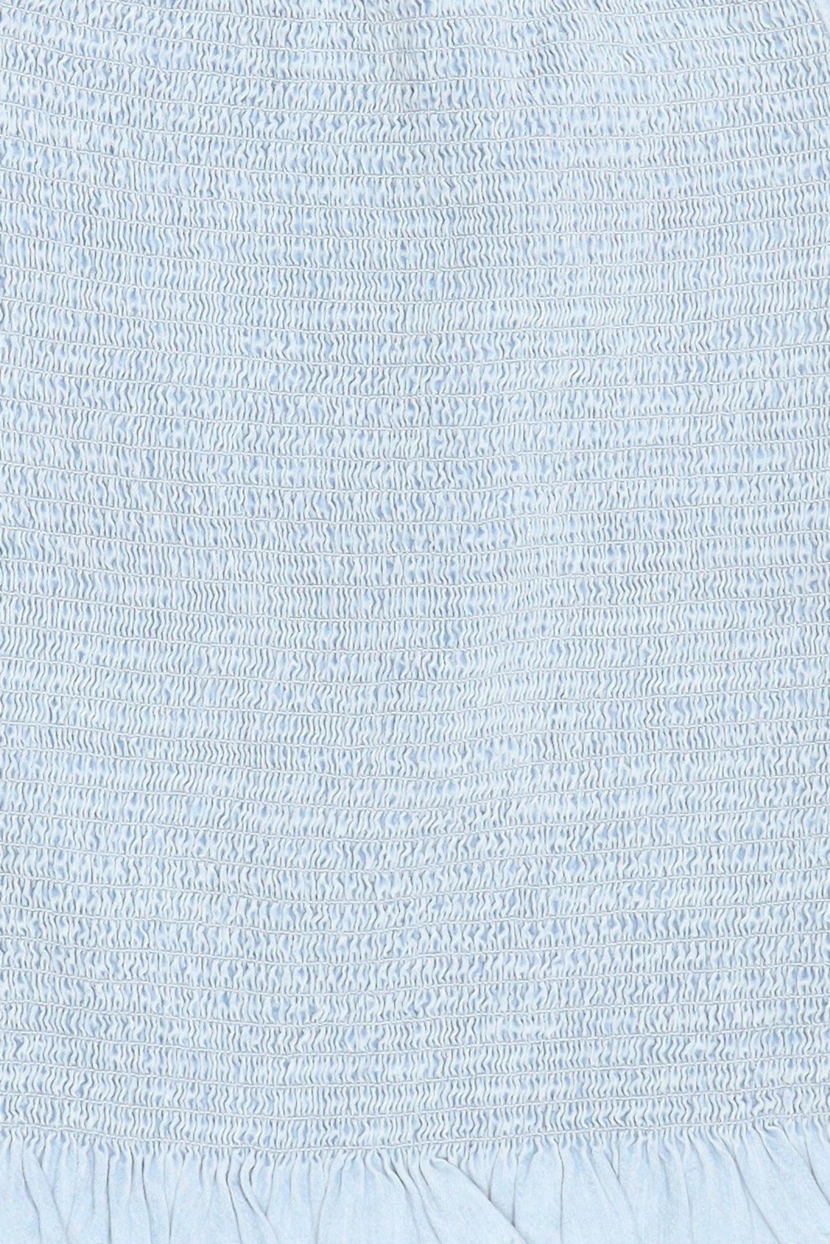 Kids Girl Shirred Short Sleeve Top, Light Blue