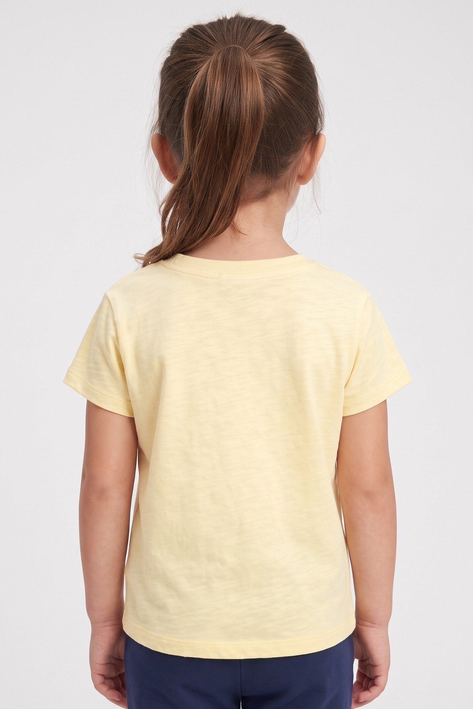 Toddlers Girl Short Sleeve Brand Logo Top, Light Yellow