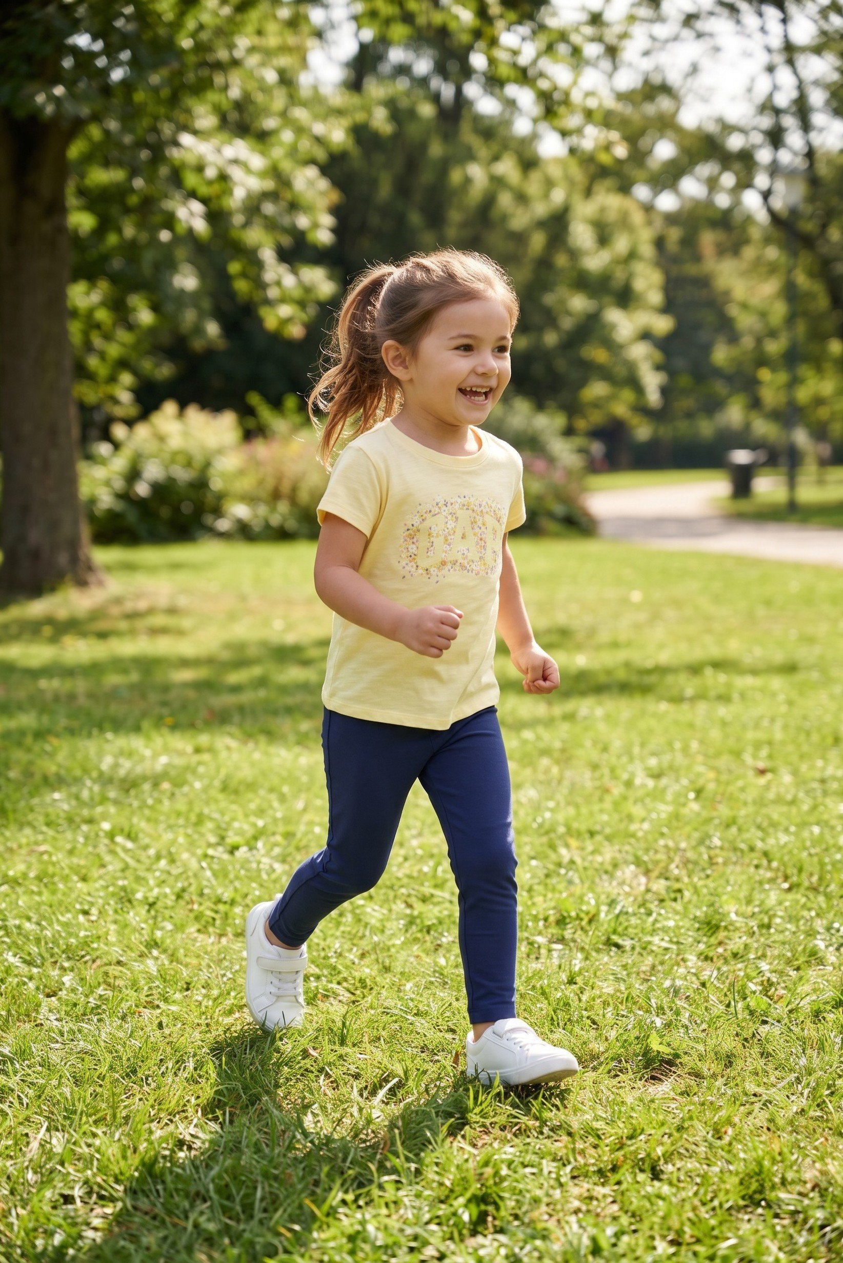 Toddlers Girl Short Sleeve Brand Logo Top, Light Yellow