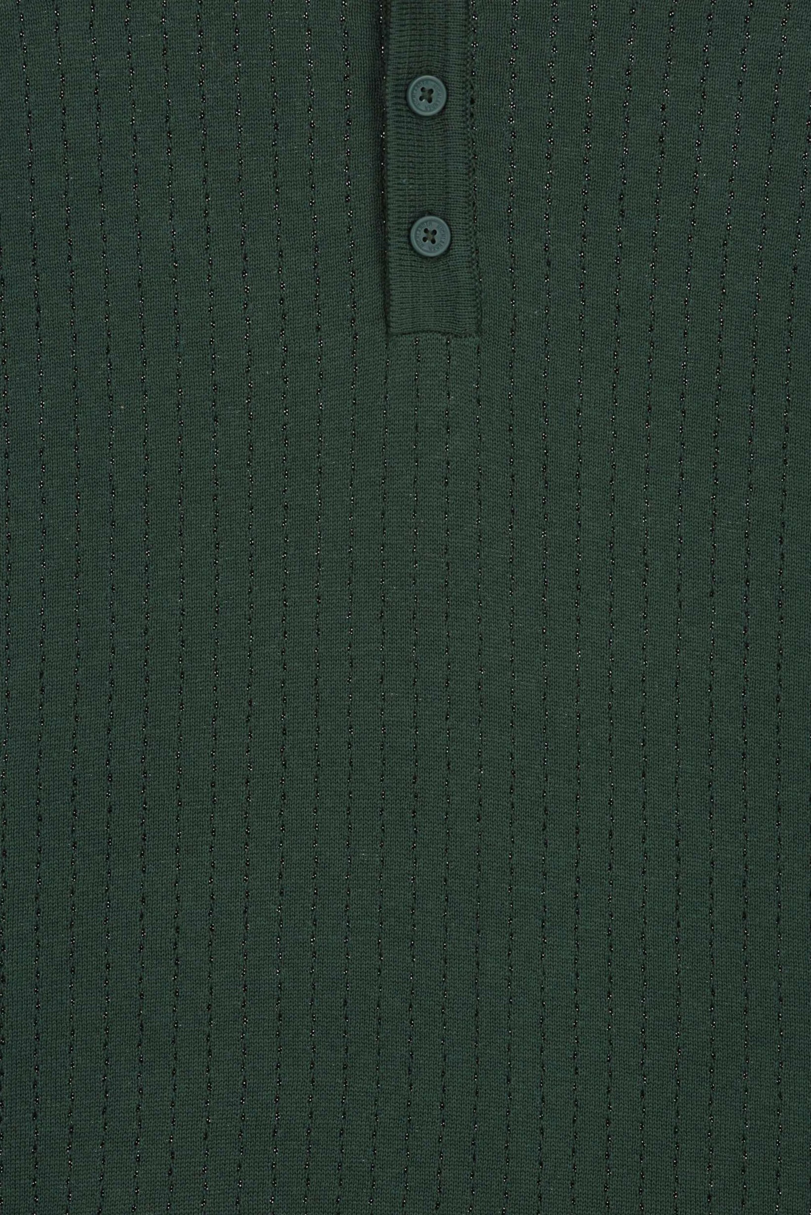 Men Regular Fit Eyelet Short Sleeve Polo Shirt, Green