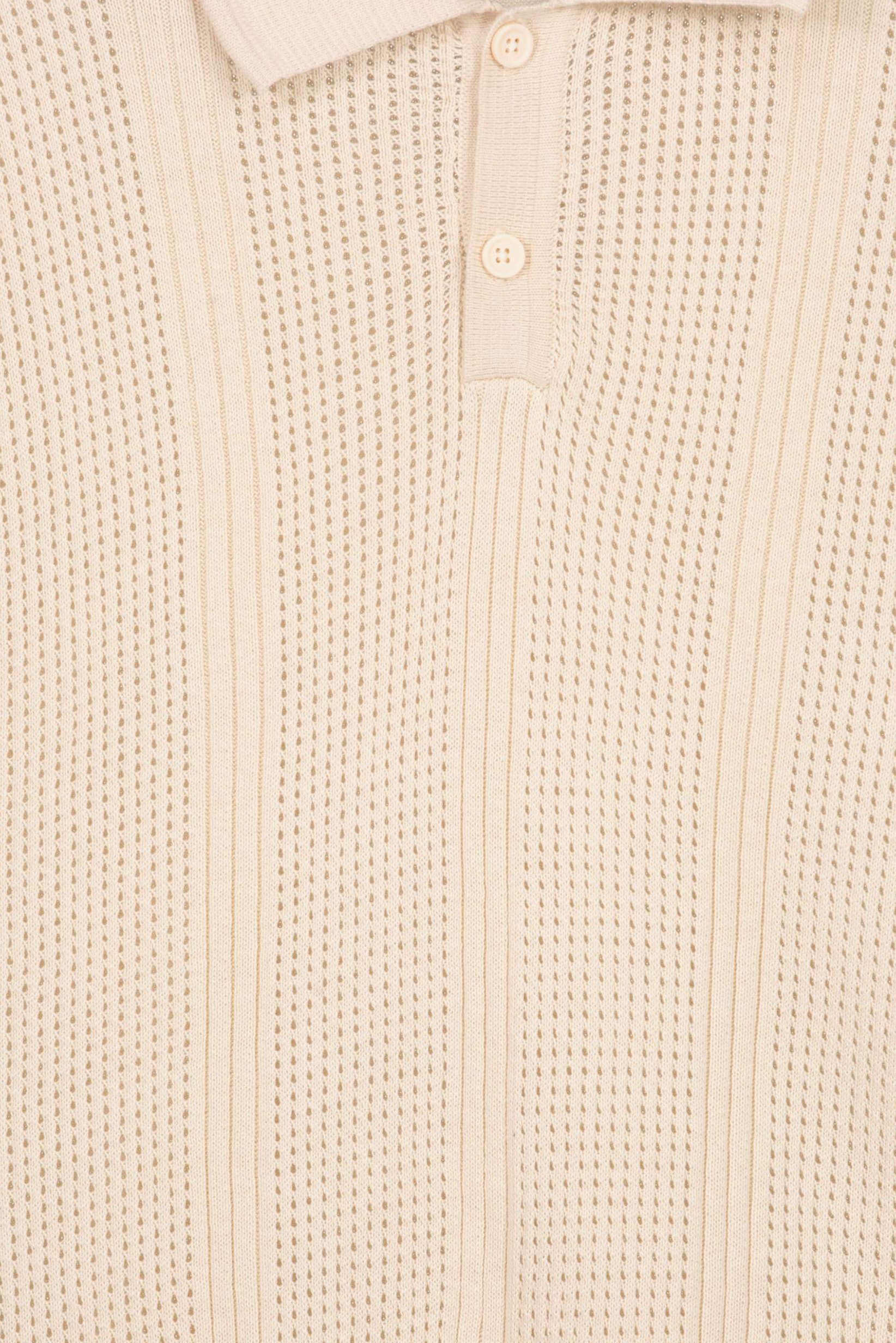 Men Regular Fit Eyelet Short Sleeve Polo Shirt, Beige