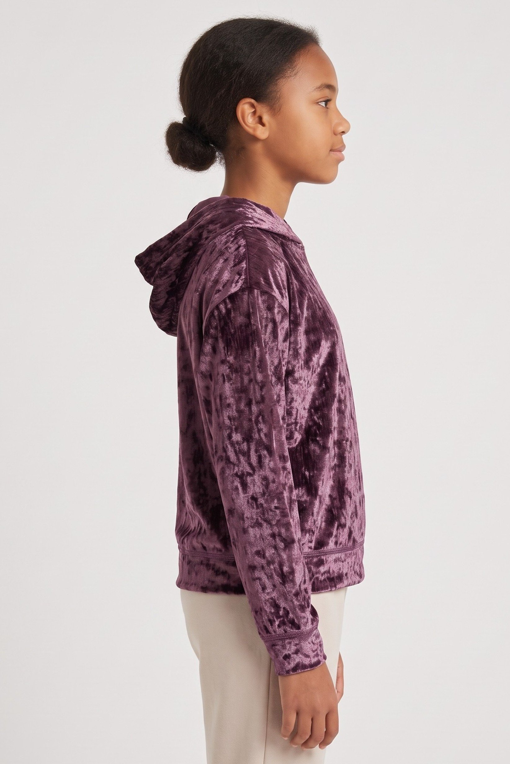 Kids Girl Long Sleeve Velvet Hoodie, Purple
