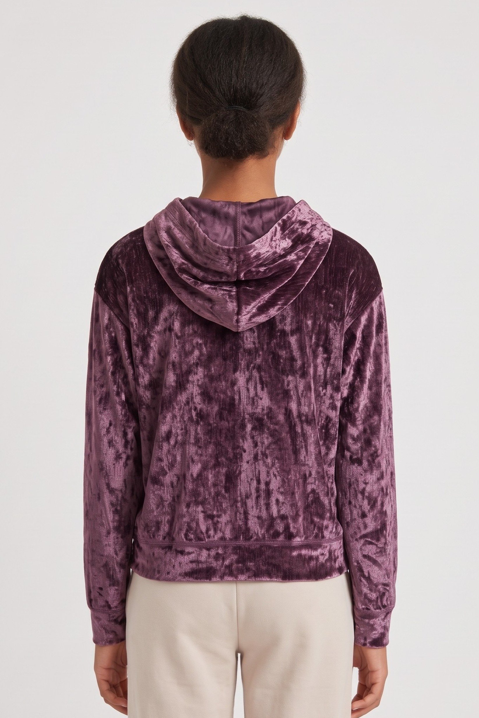Kids Girl Long Sleeve Velvet Hoodie, Purple