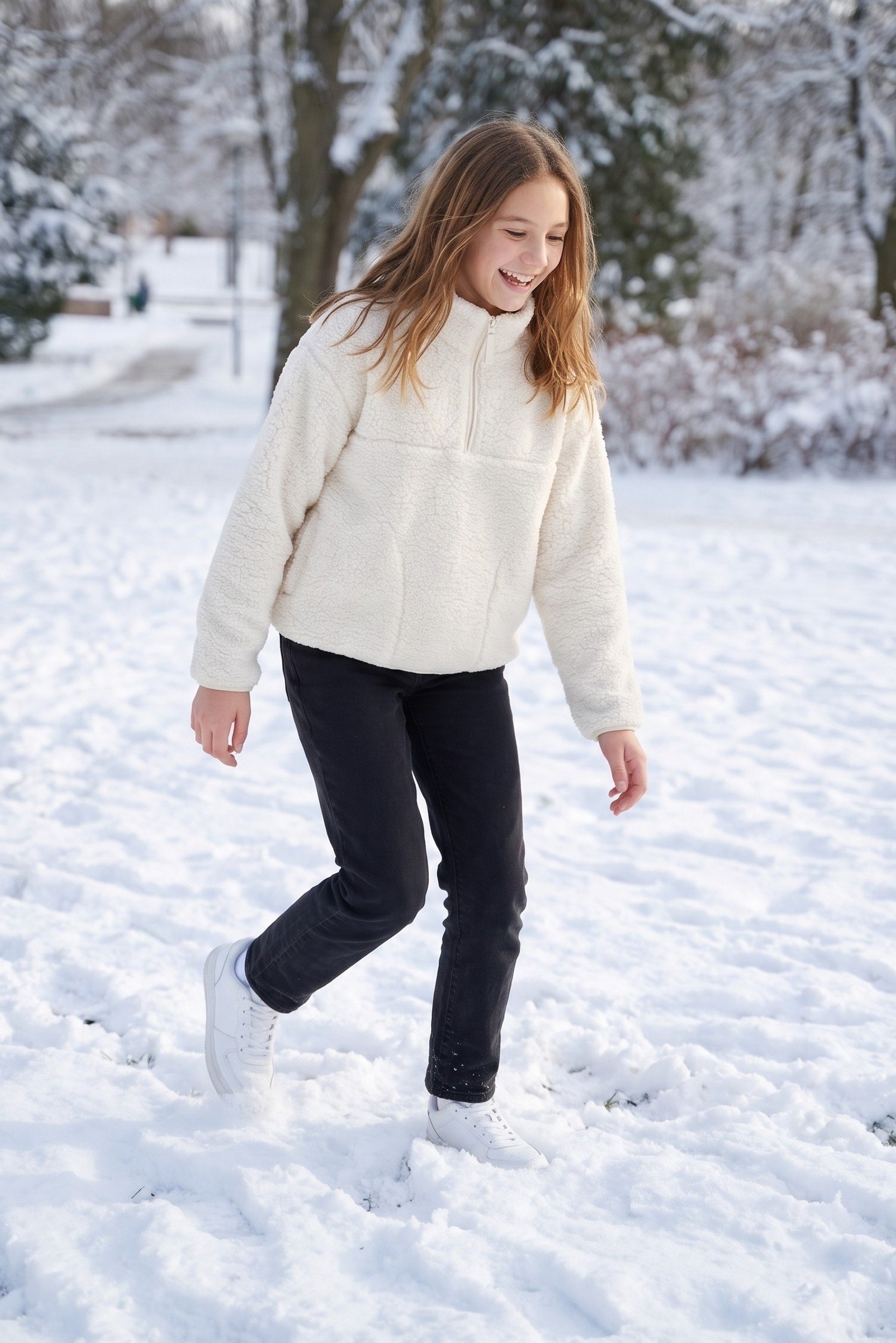 Kids Girl Textured Jacket, Off White