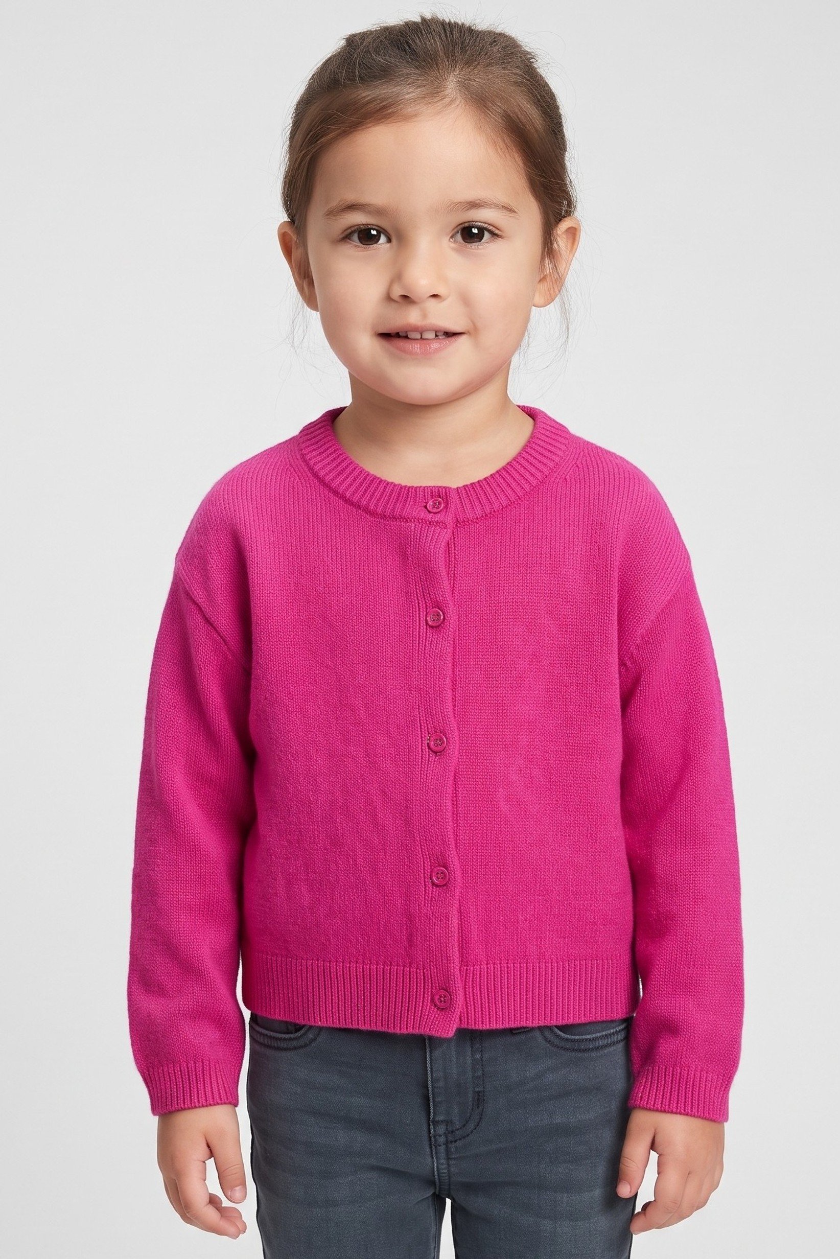 Toddlers Girl Long Sleeve Textured Cardigans, Fuchsia