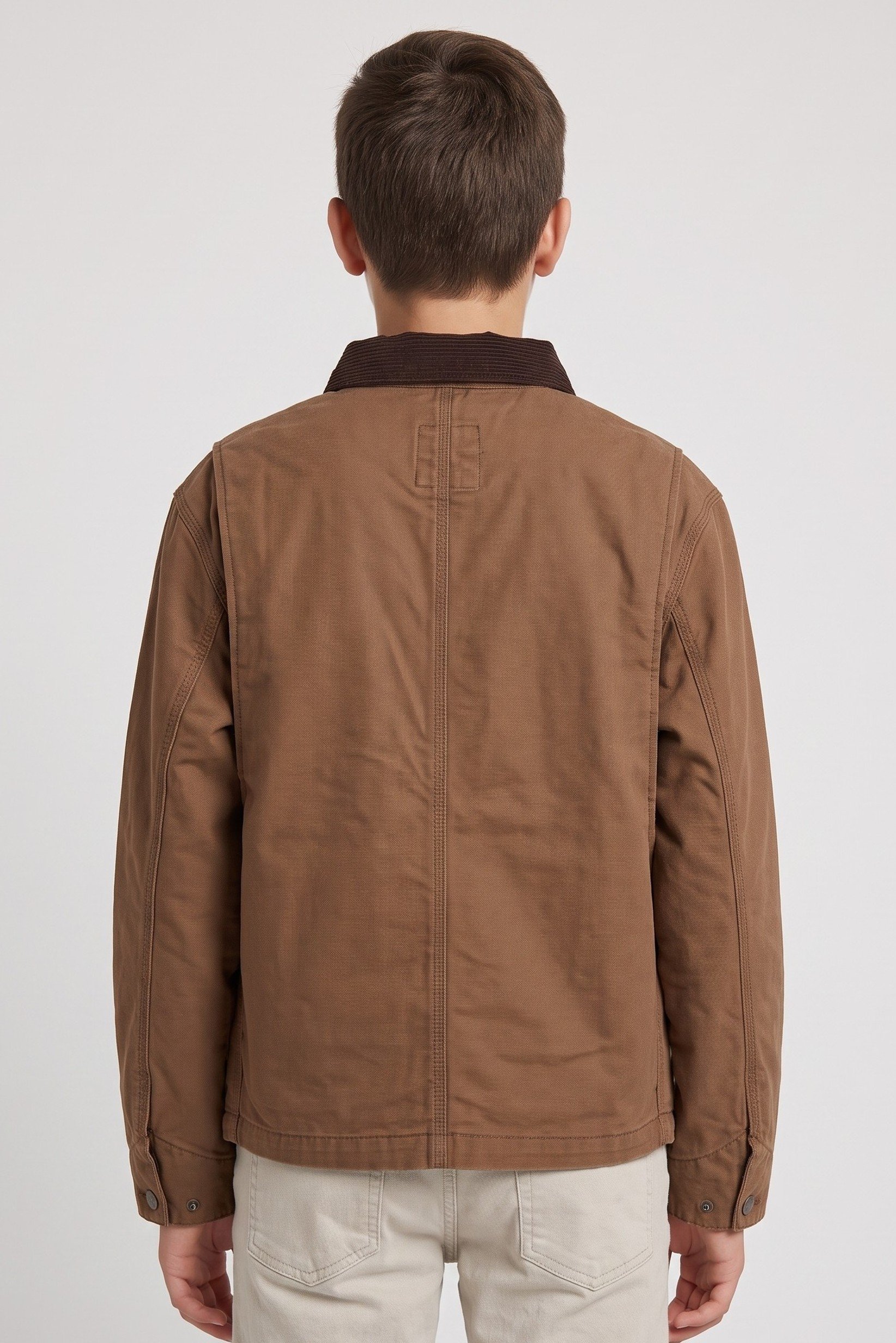 Kids Boy Plain Denim Jacket Shirt, Brown