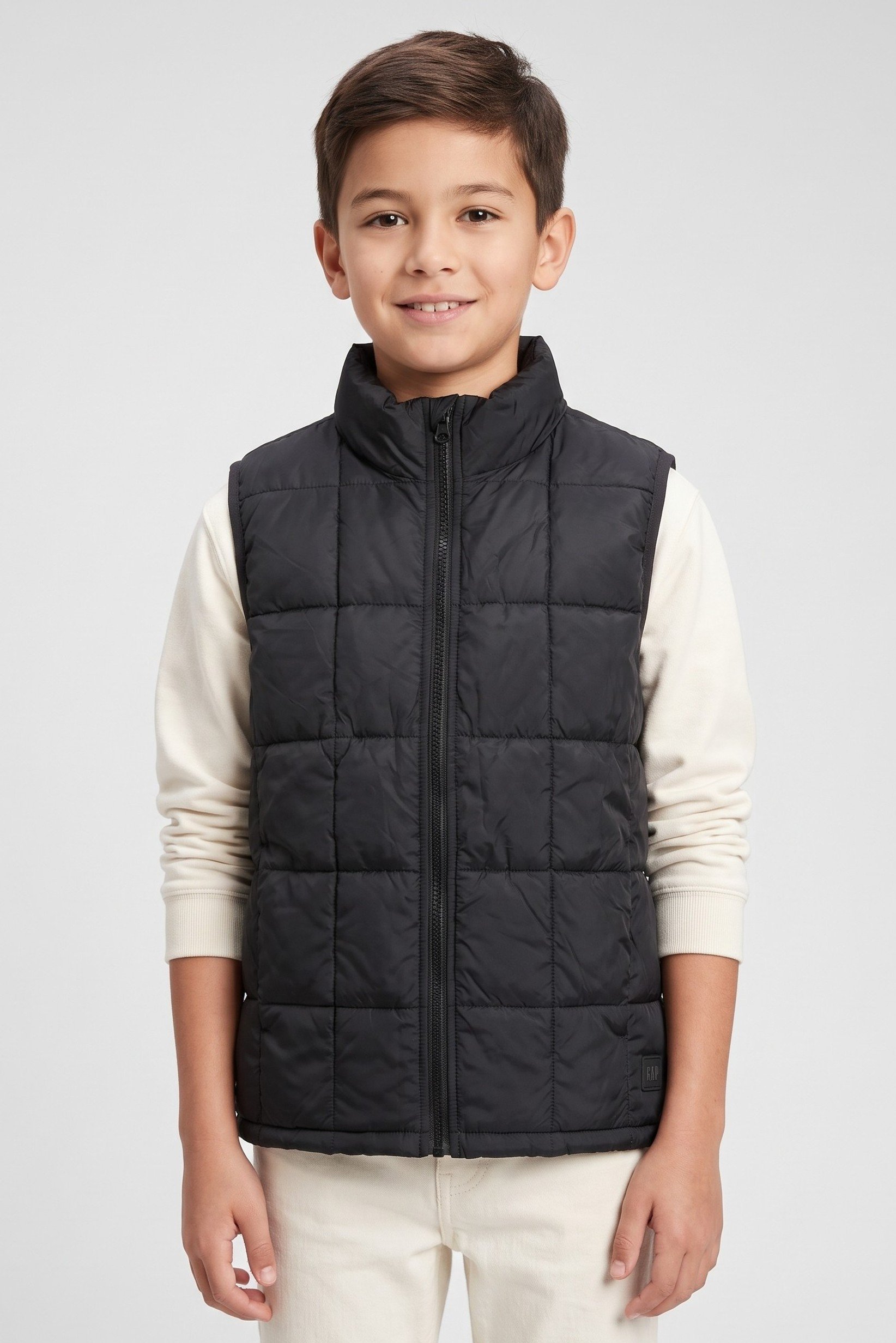 Kids Boy Quilted Vest Jacket, Black