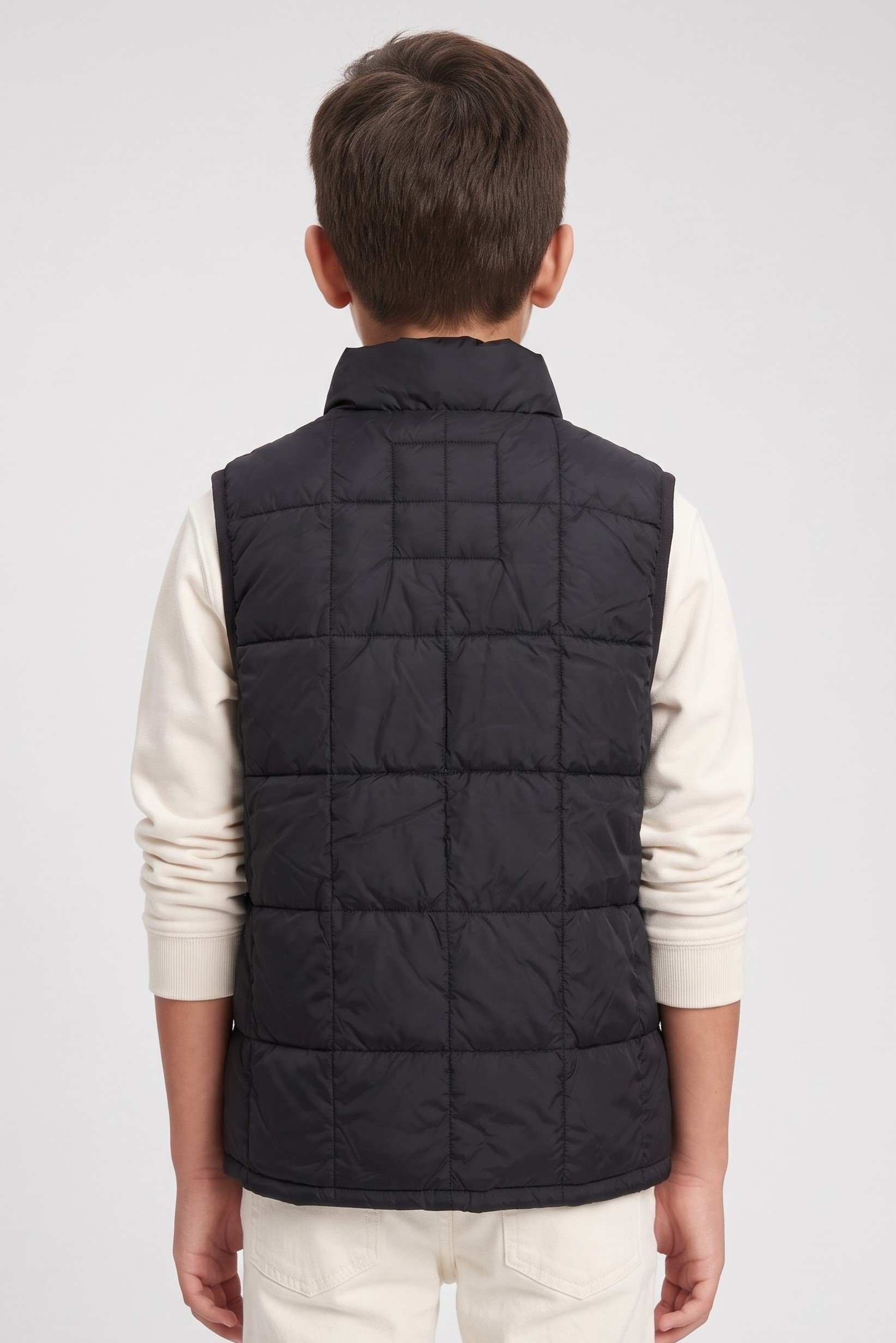 Kids Boy Quilted Vest Jacket, Black