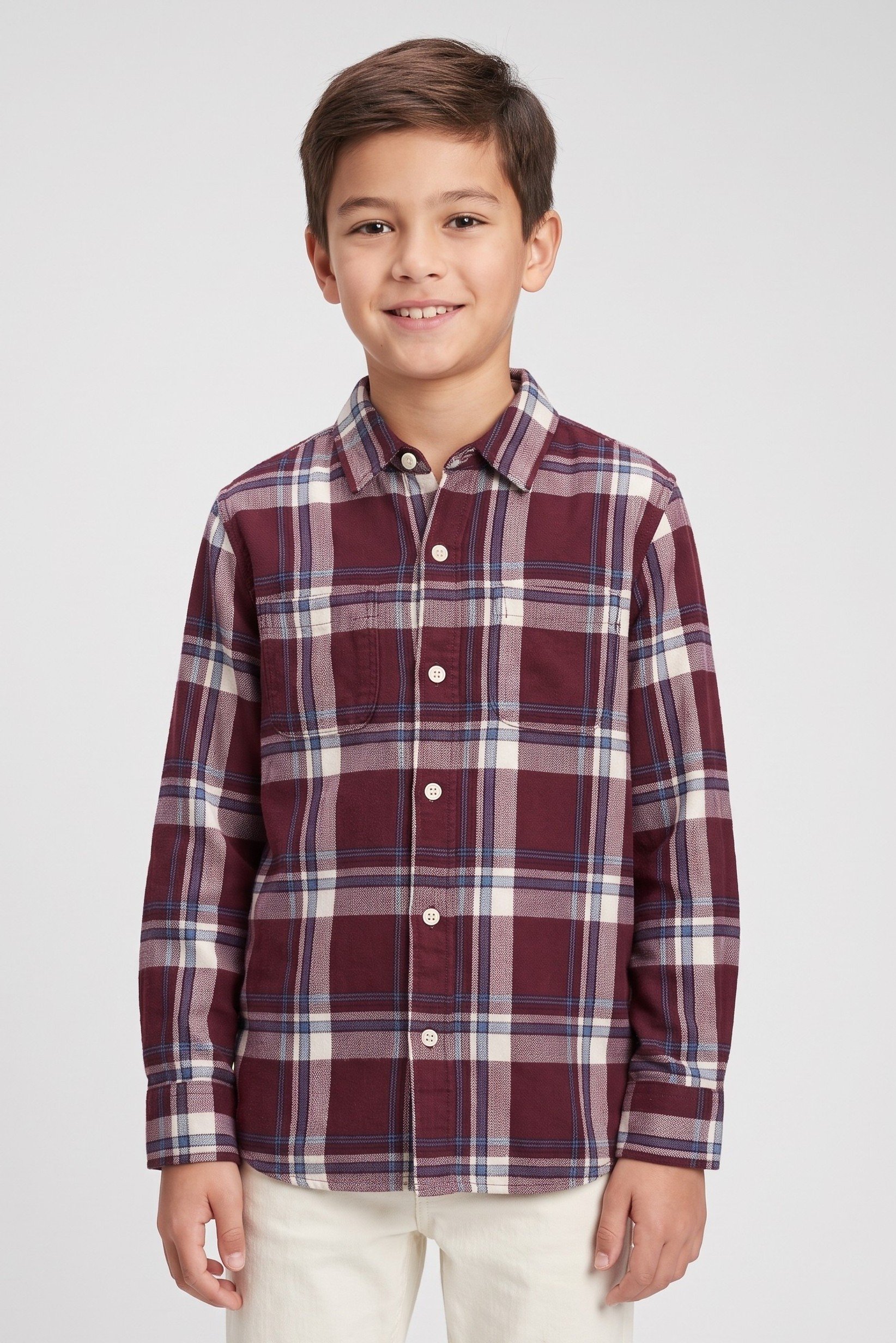 Kids Boy Plaid Long Sleeve Casual Shirt, Multicolor