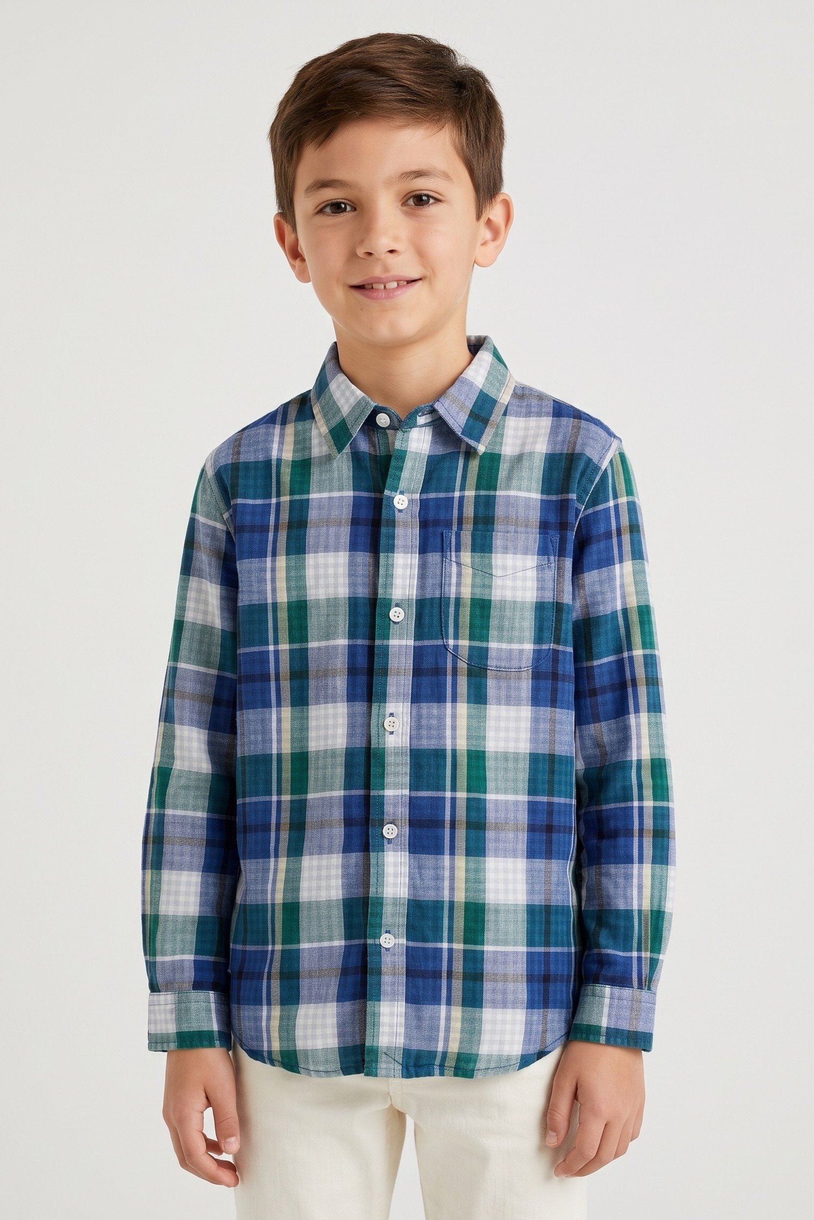 Kids Boy Plaid Long Sleeve Casual Shirt, Multicolor