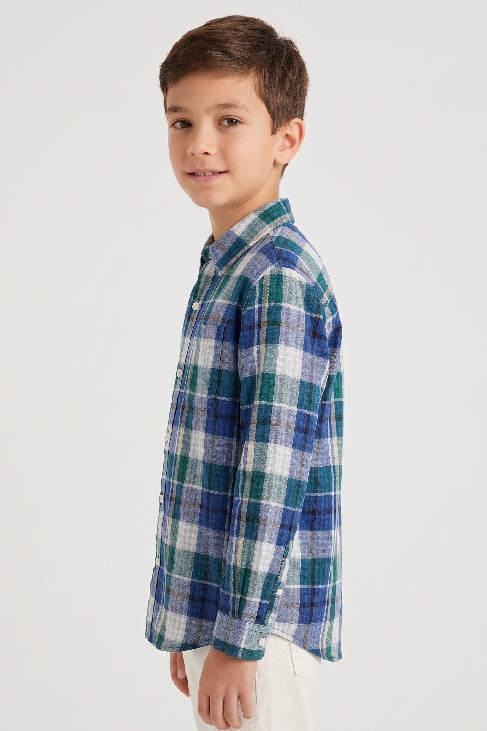 Kids Boy Plaid Long Sleeve Casual Shirt, Multicolor