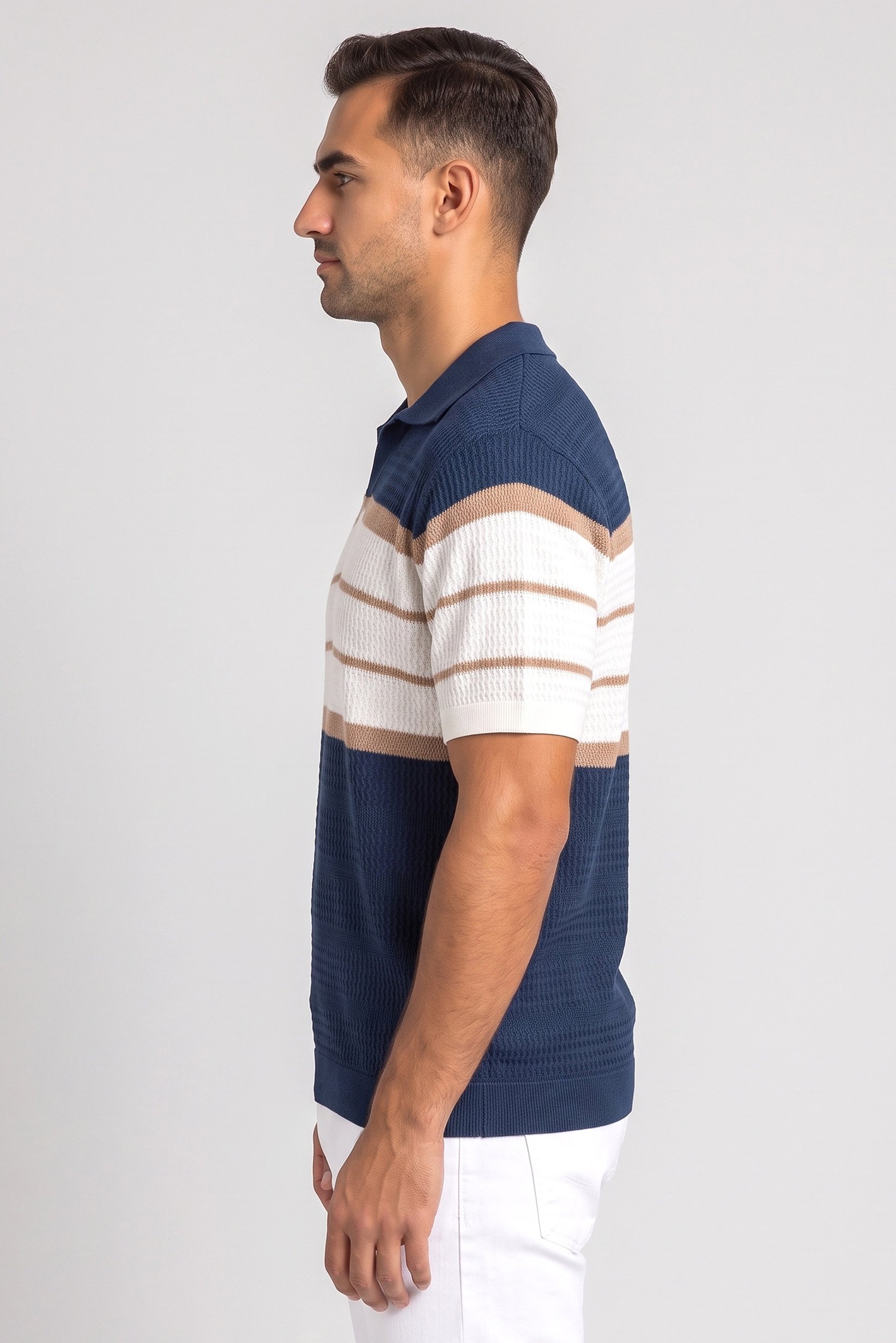 Men Regular Fit Stripe Short Sleeve Polo Shirt, Multicolor