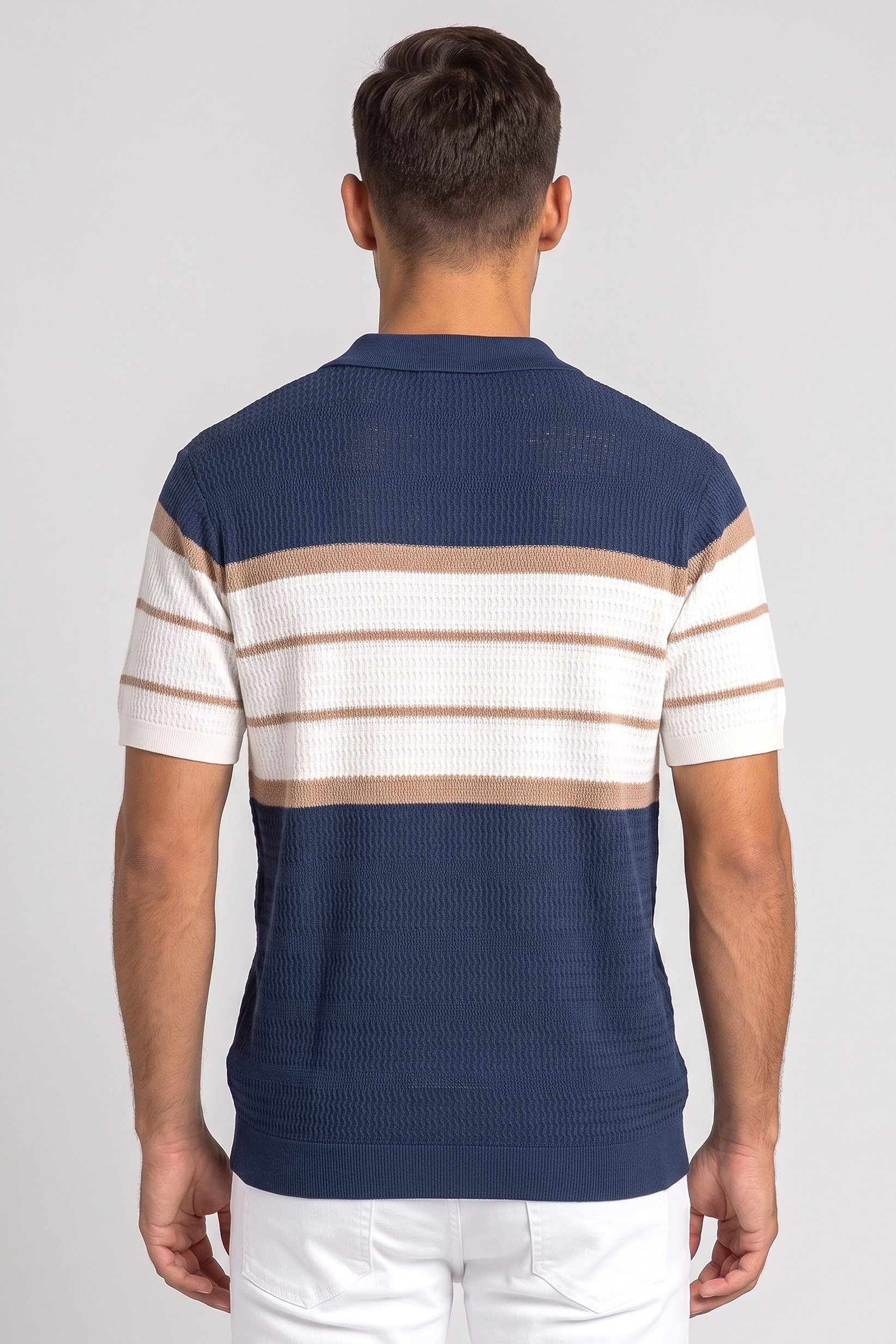 Men Regular Fit Stripe Short Sleeve Polo Shirt, Multicolor