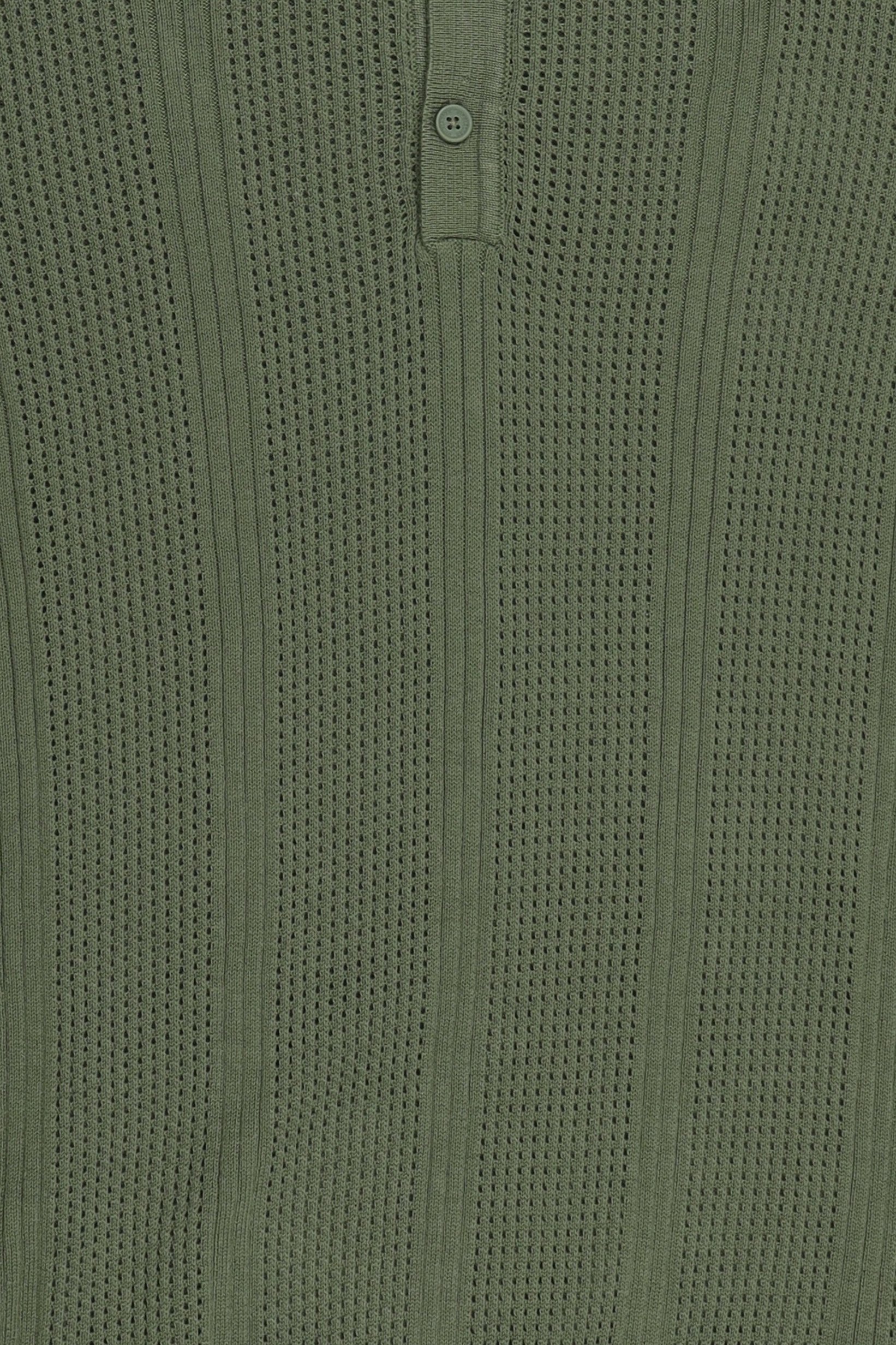 Men Spread Collar Knitted Sweater, Olive