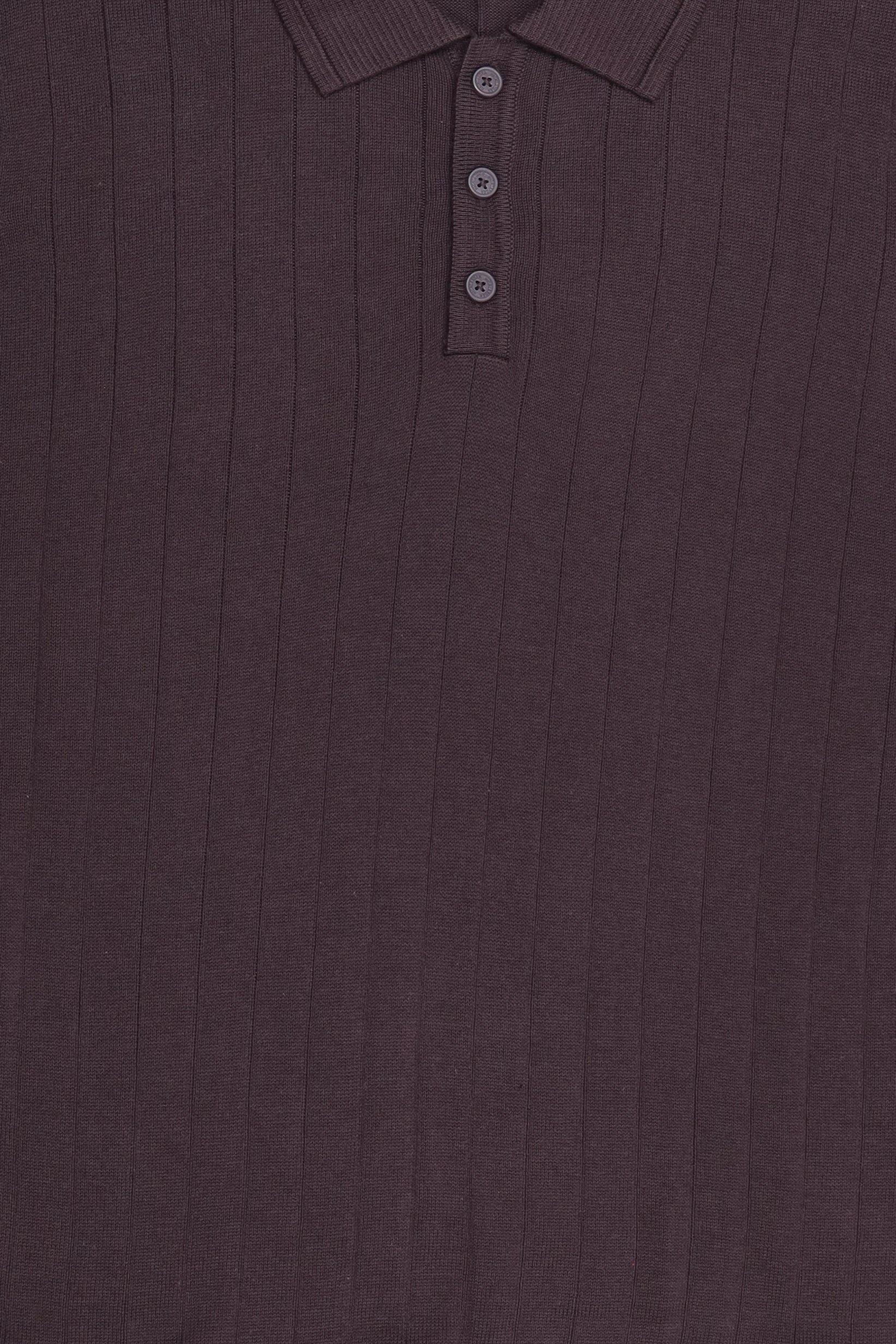 Men Regular Fit Knitted Short Sleeve Polo Shirt, Dark Brown