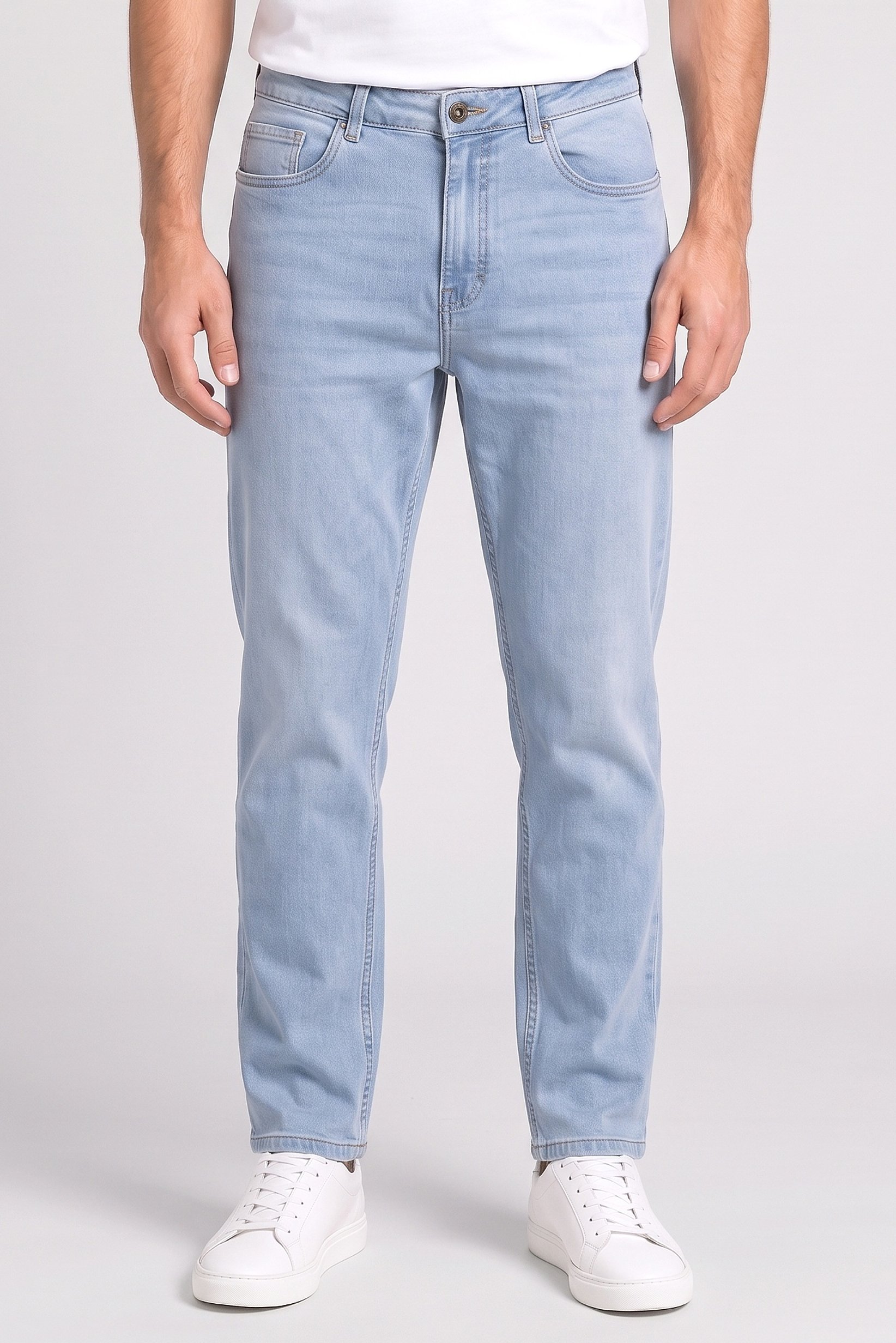 Men Relaxed Fit Washed No Stretch Jeans, Blue