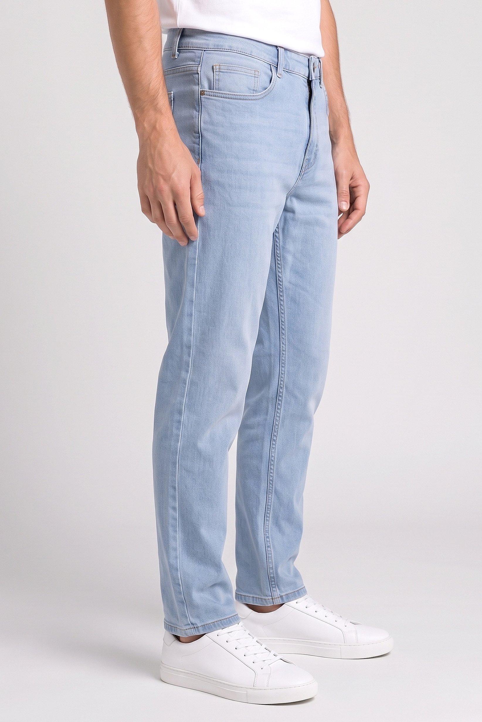 Men Relaxed Fit Washed No Stretch Jeans, Blue