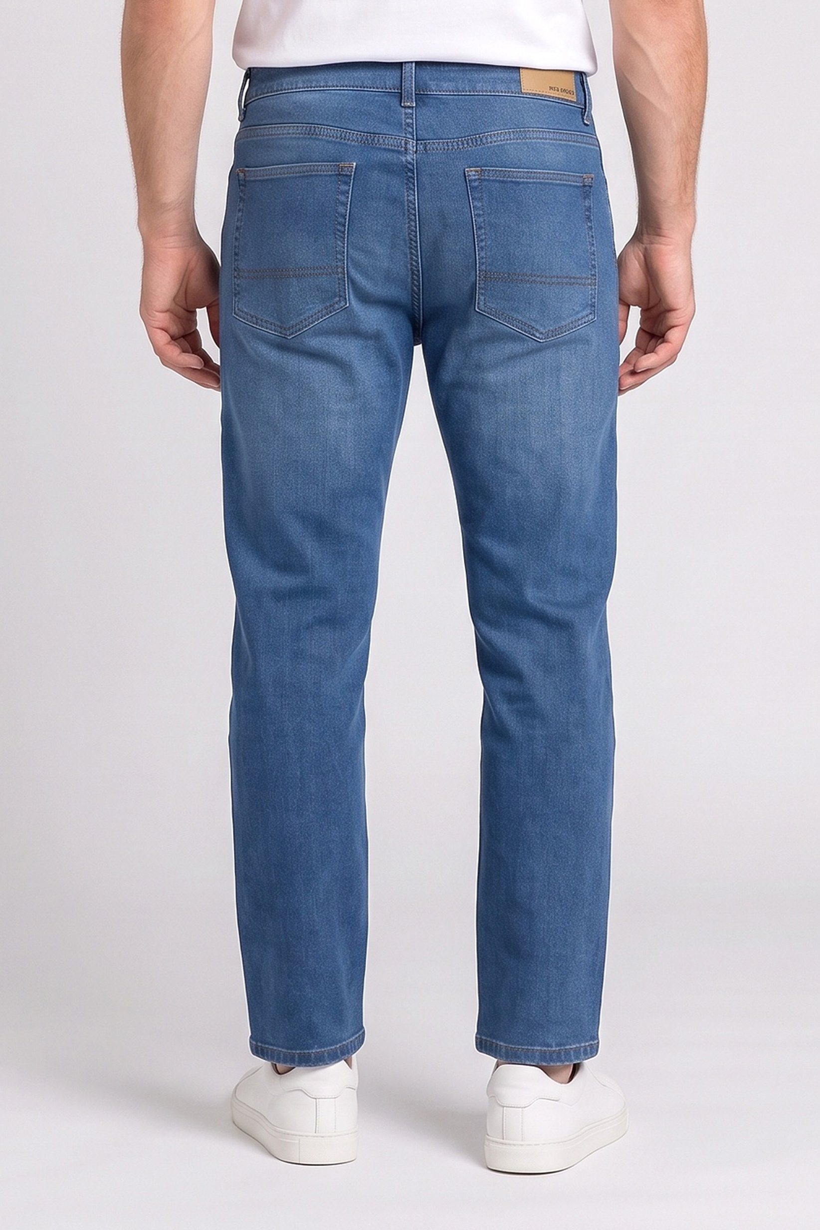Men Regular Fit Brand Logo Stretchable Jeans, Blue