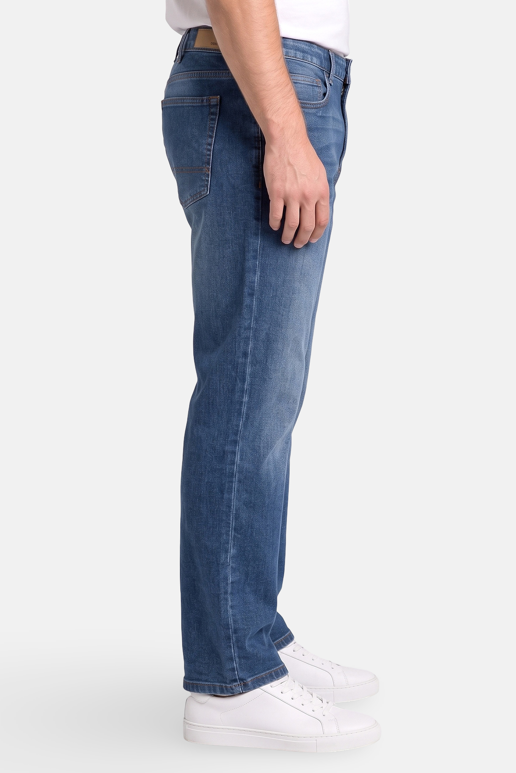 Men Straight Fit Washed Stretchable Jeans, Navy