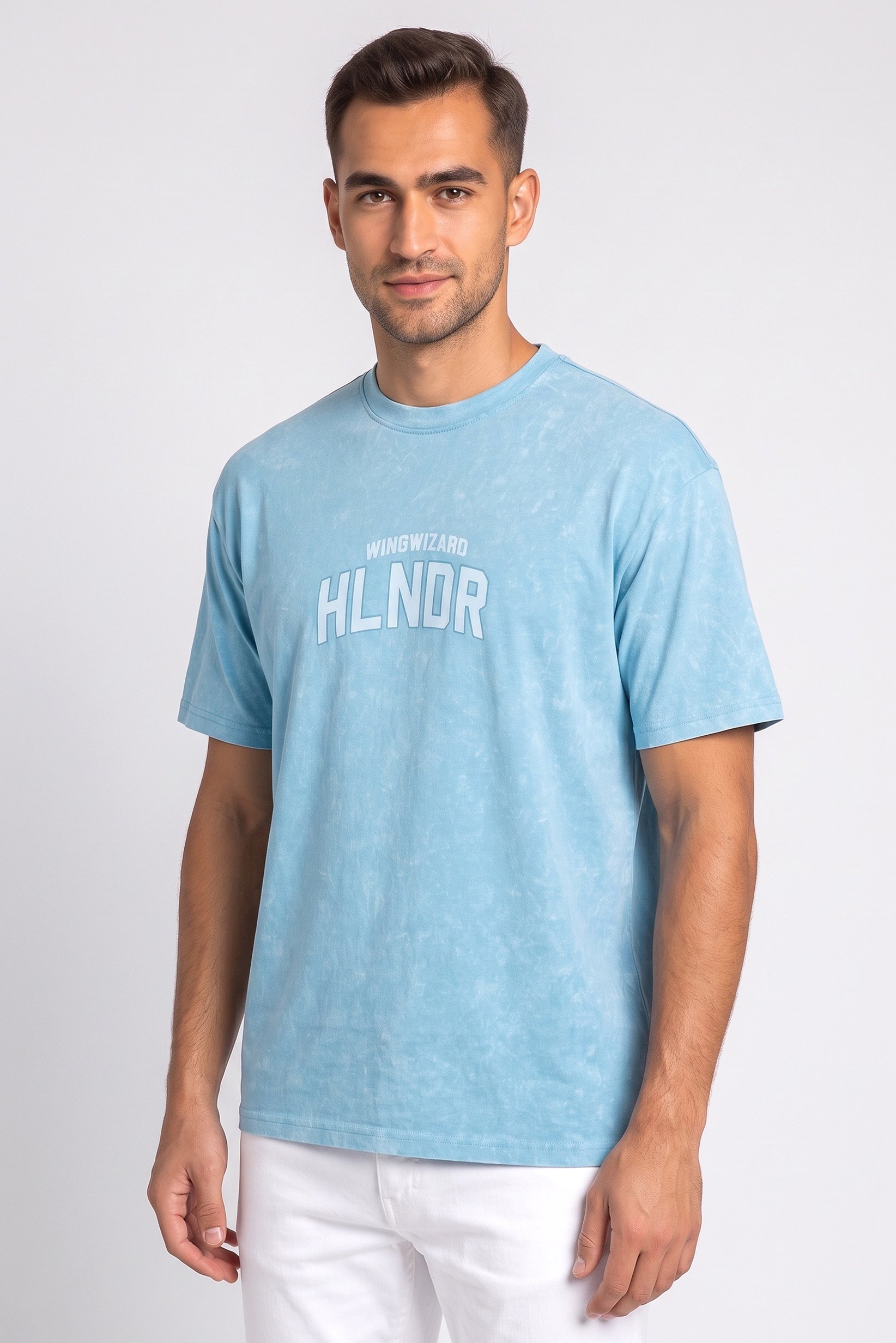 Zoom Men Crew Neck Short Sleeve Graphic Print T-Shirt, Light Blue