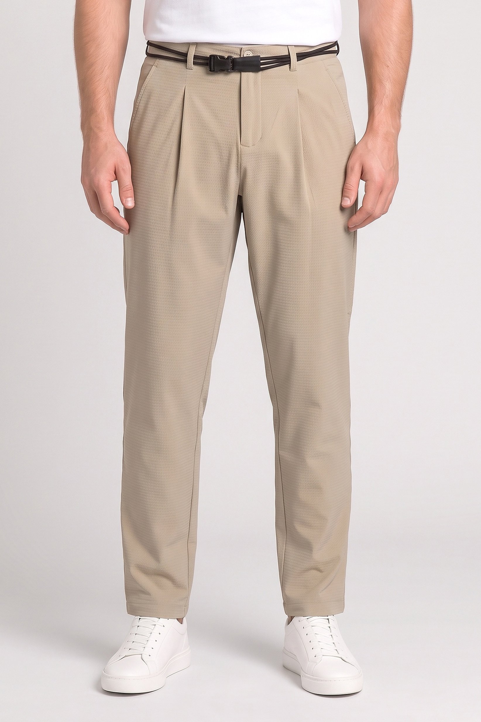 Men Relaxed Fit Textured Chino Pants, Beige