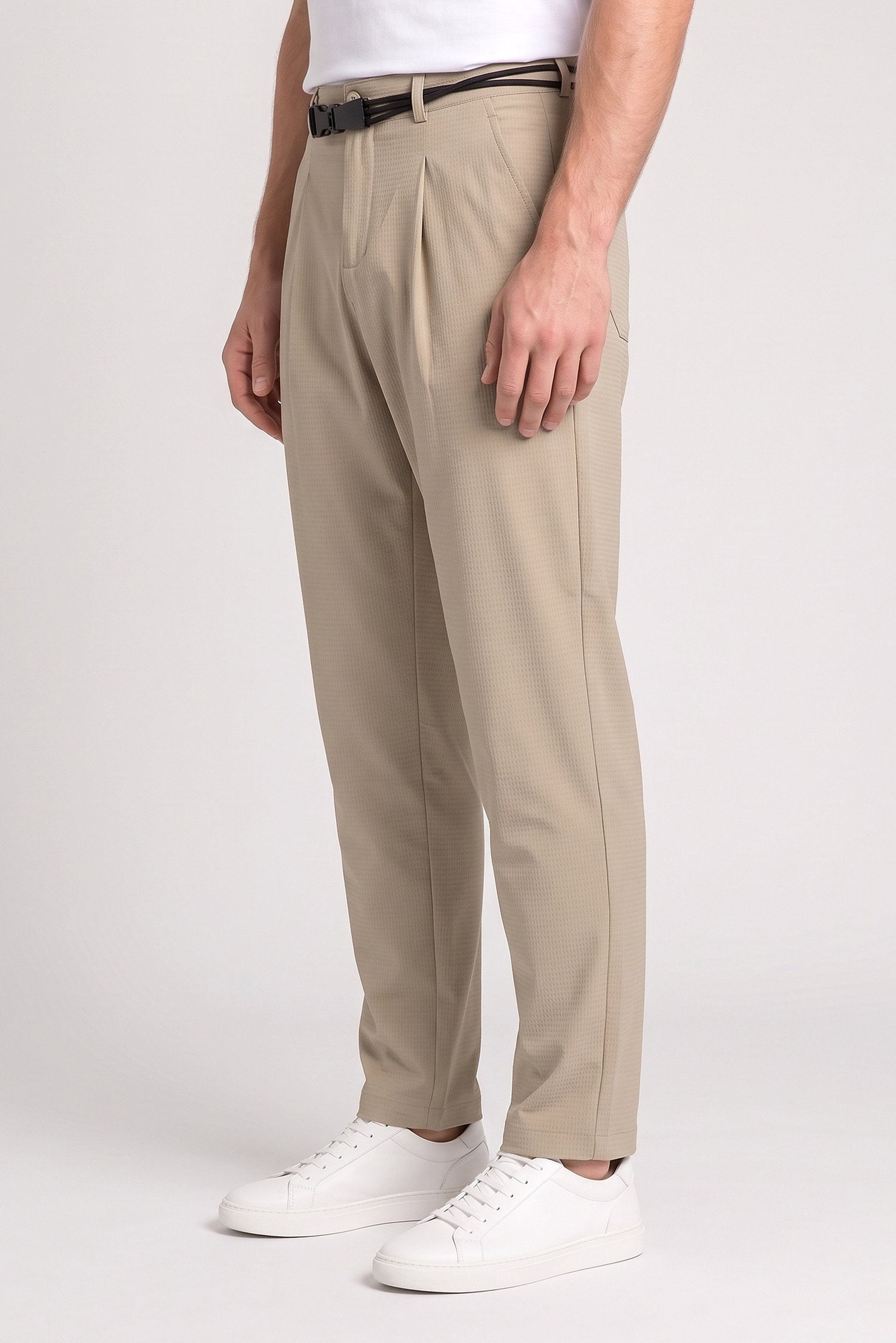 Men Relaxed Fit Textured Chino Pants, Beige