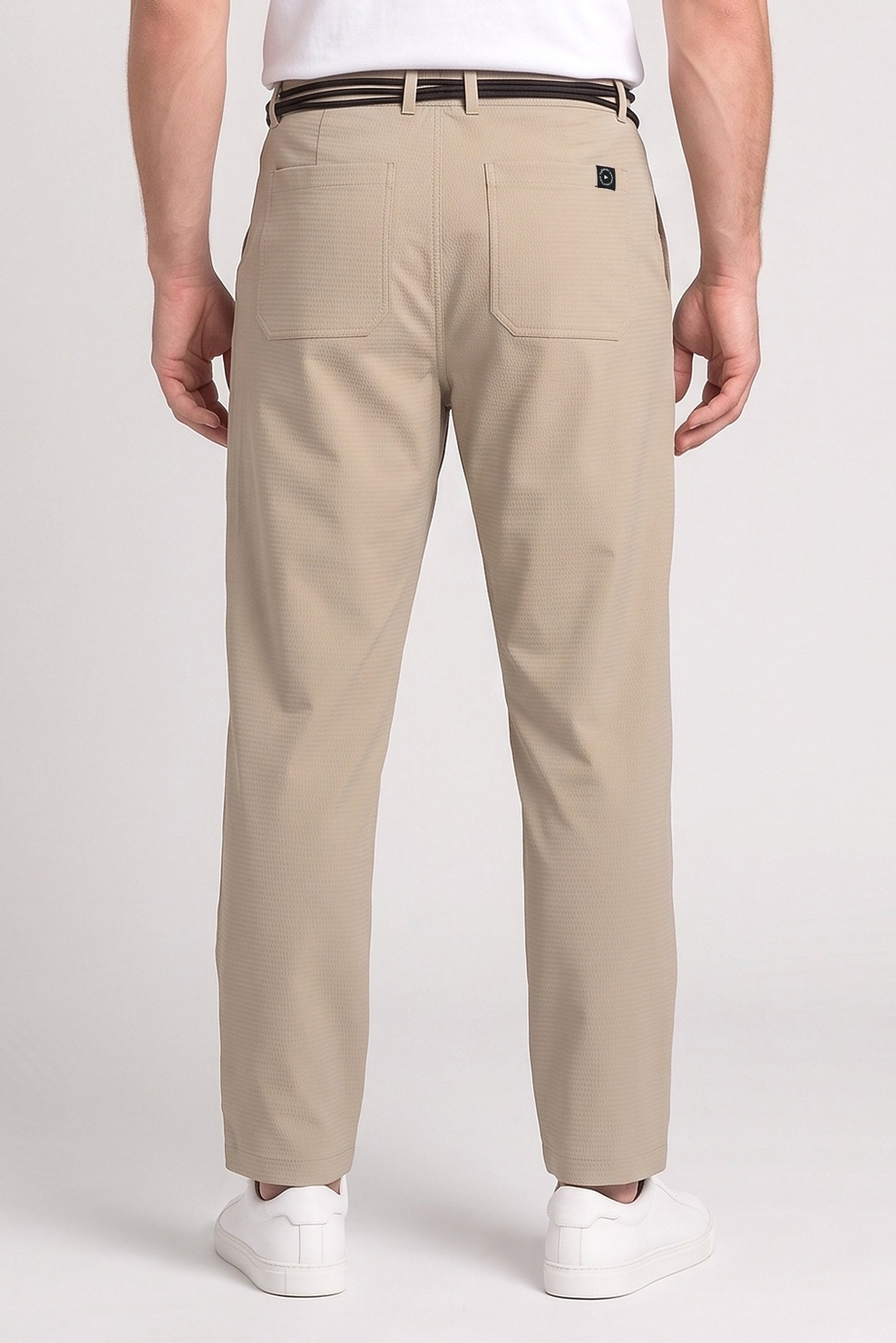 Men Relaxed Fit Textured Chino Pants, Beige