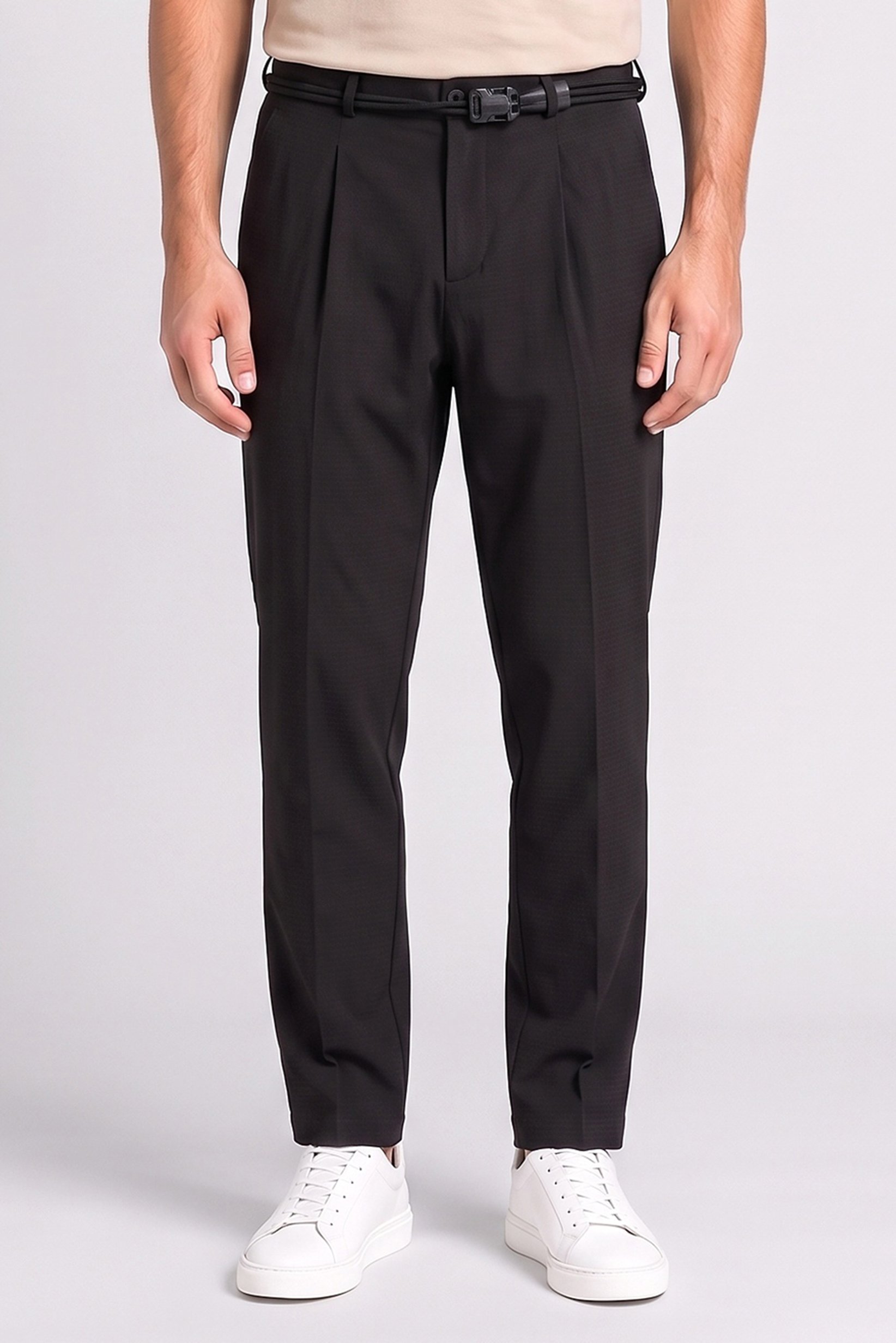 Men Baggy Fit Textured Wide Leg Pants, Black