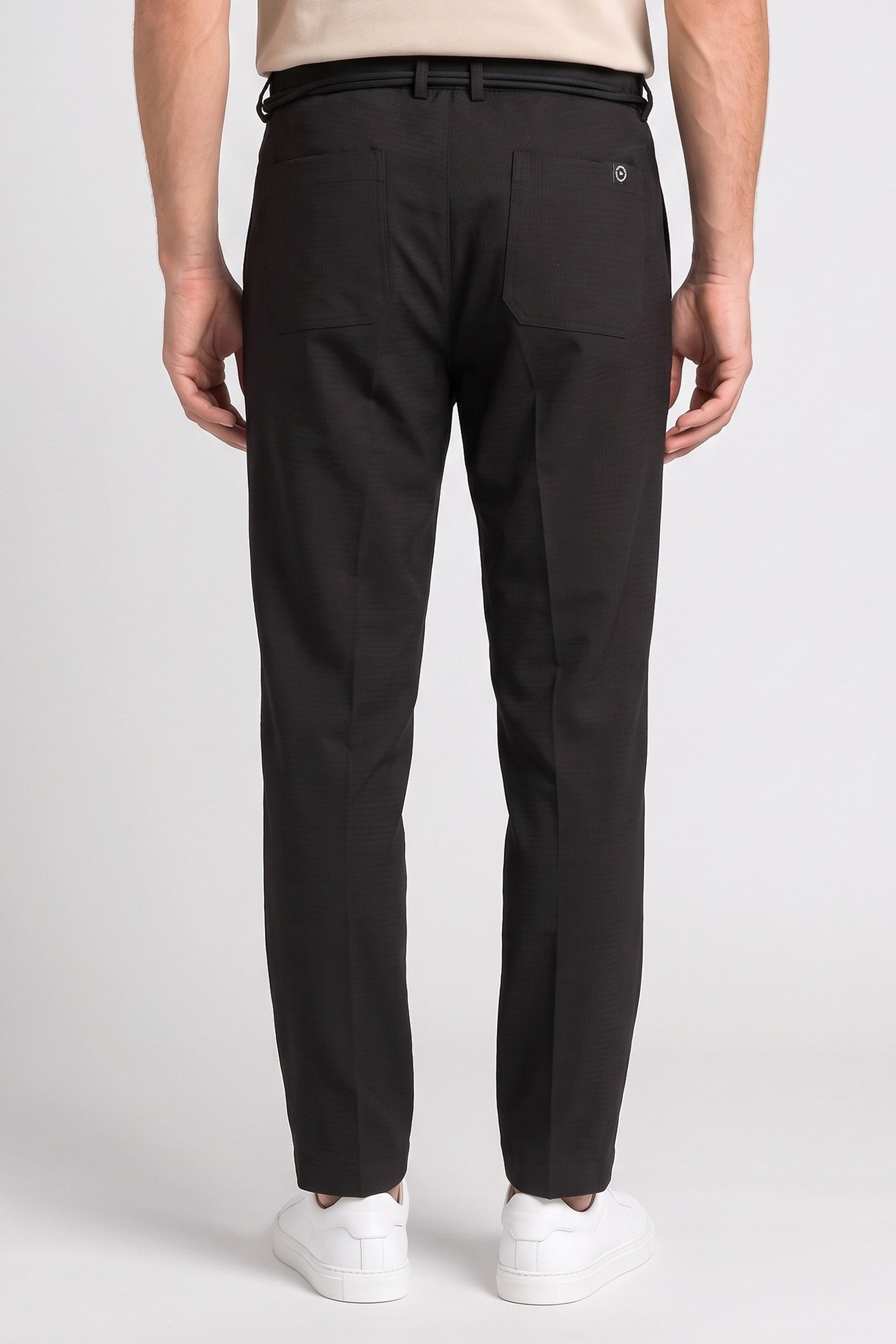 Men Baggy Fit Textured Wide Leg Pants, Black