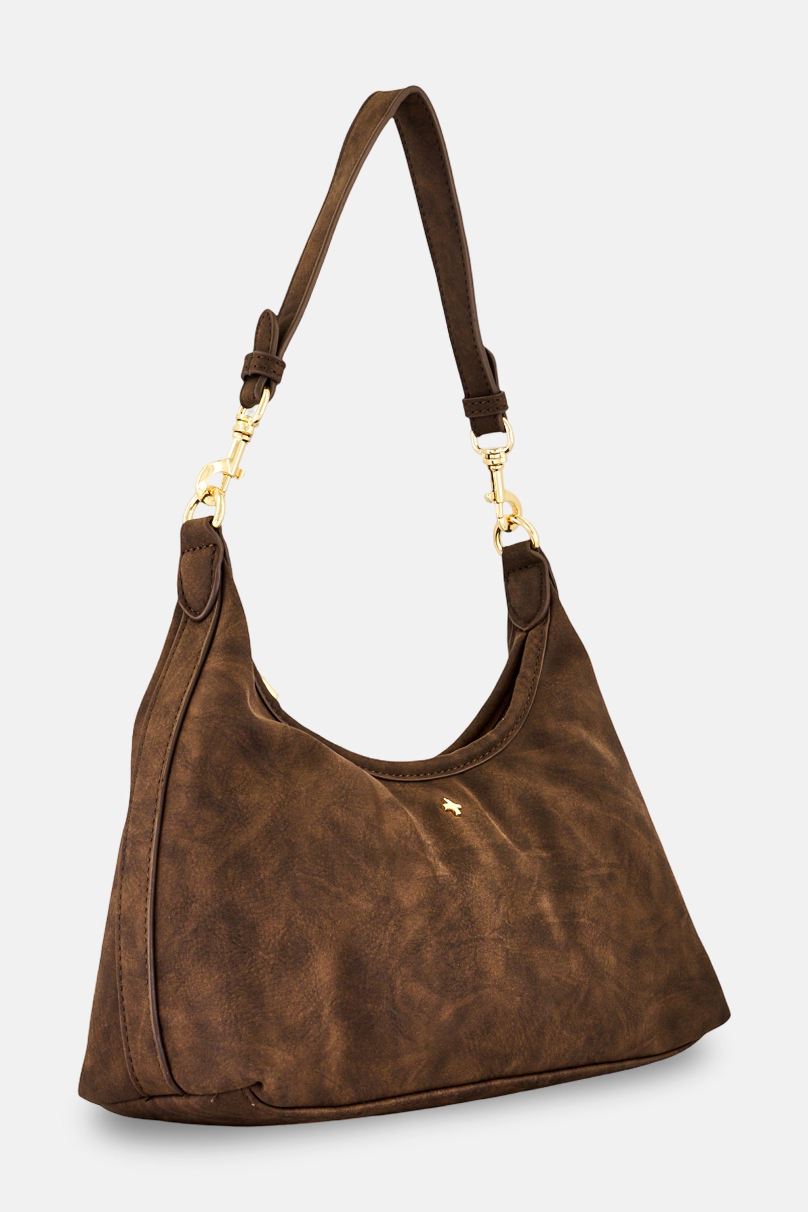 Women Brand Logo Shoulder Bag, Dark Brown