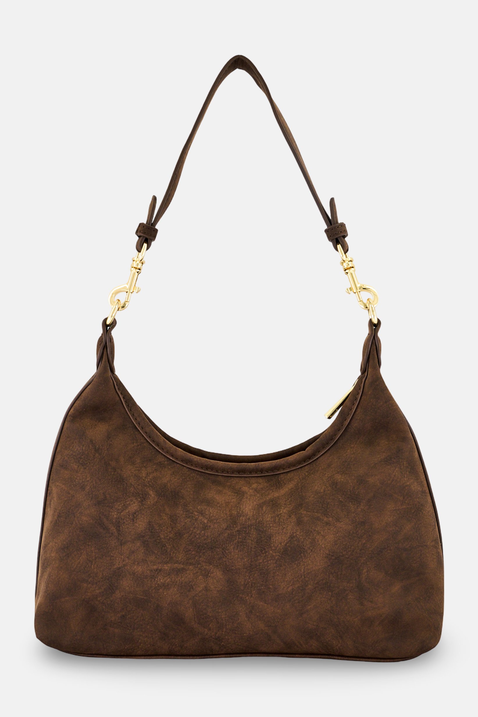 Women Brand Logo Shoulder Bag, Dark Brown