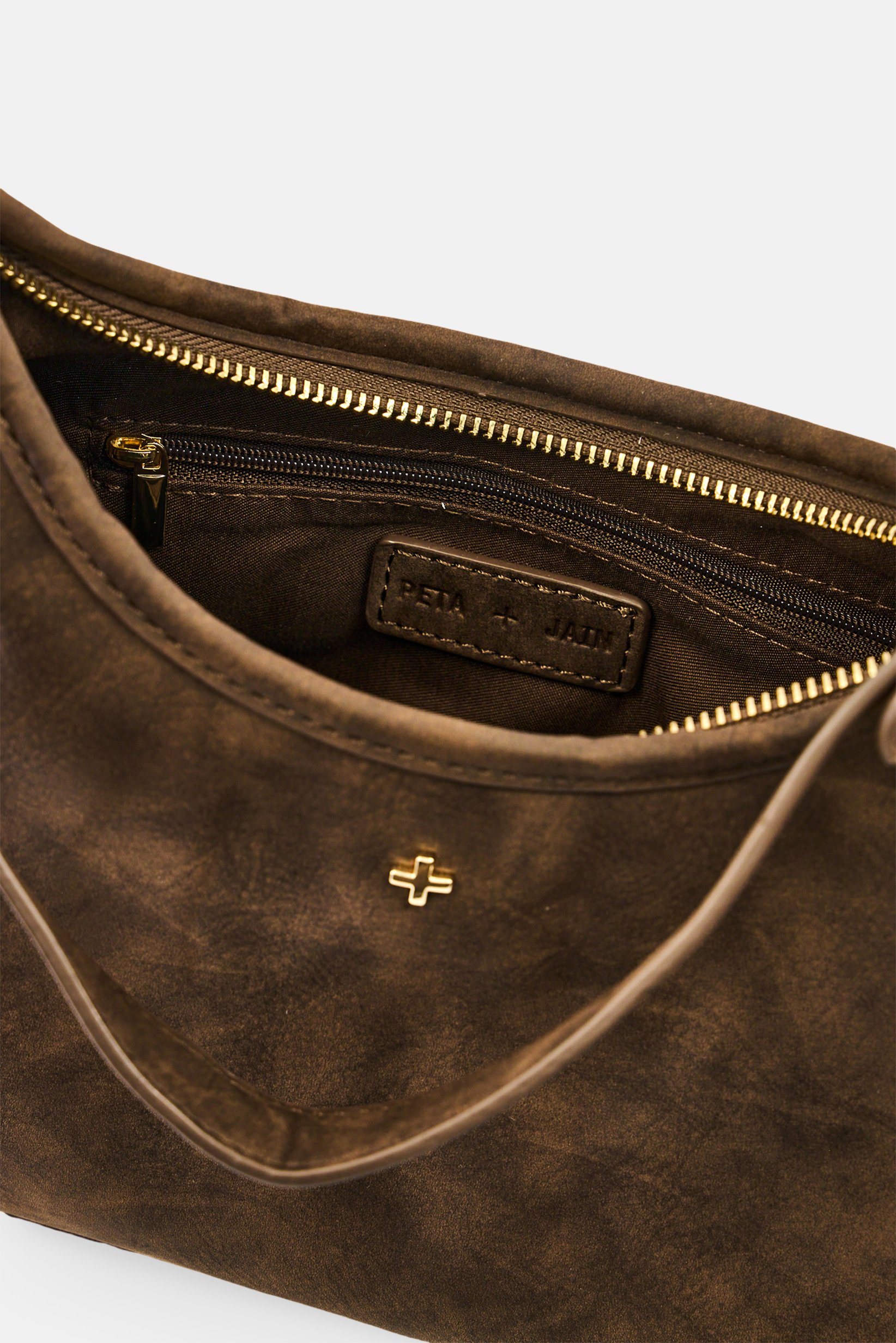 Women Brand Logo Shoulder Bag, Dark Brown