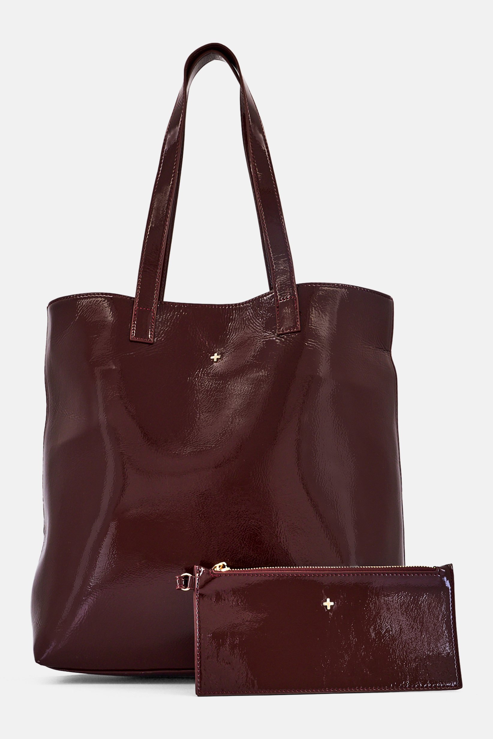 Women Brand Logo Tote Bag With Purse, Burgundy