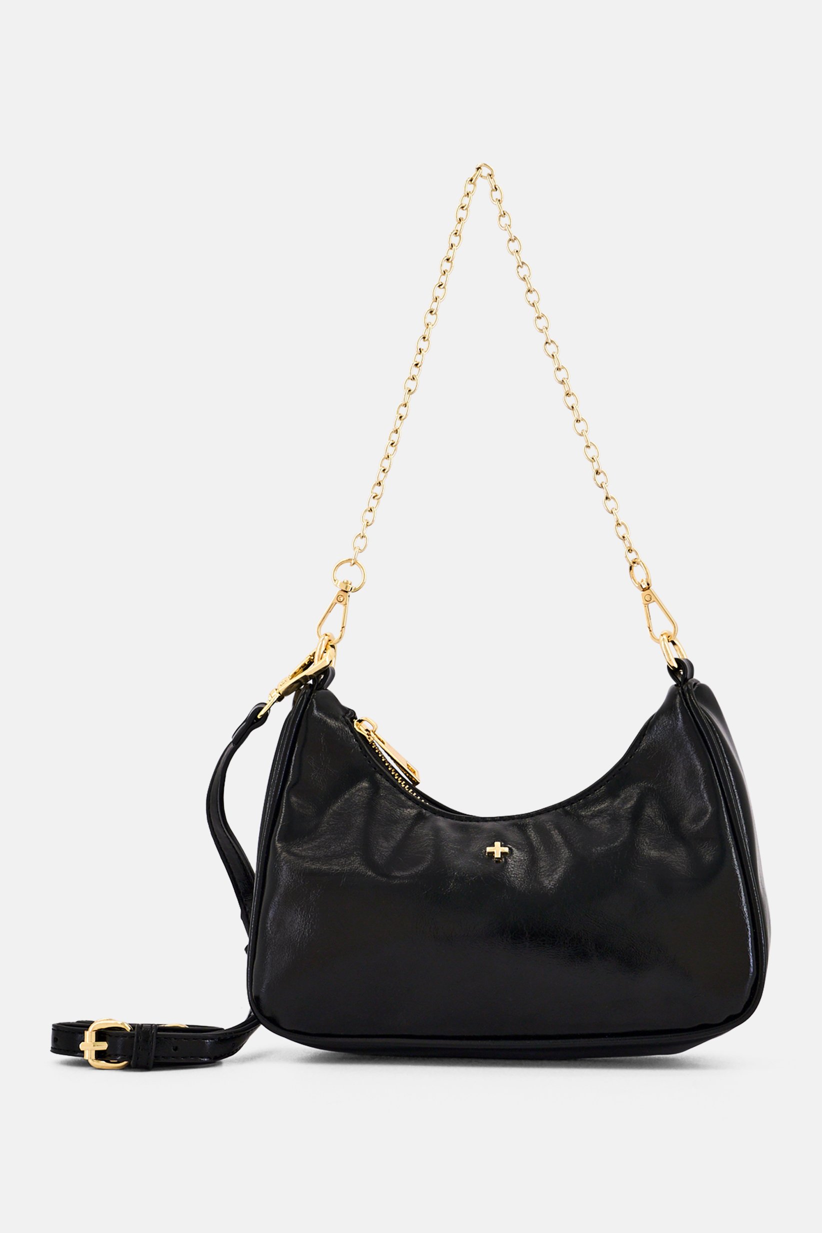 Women Brand Logo Shoulder Bag, Black
