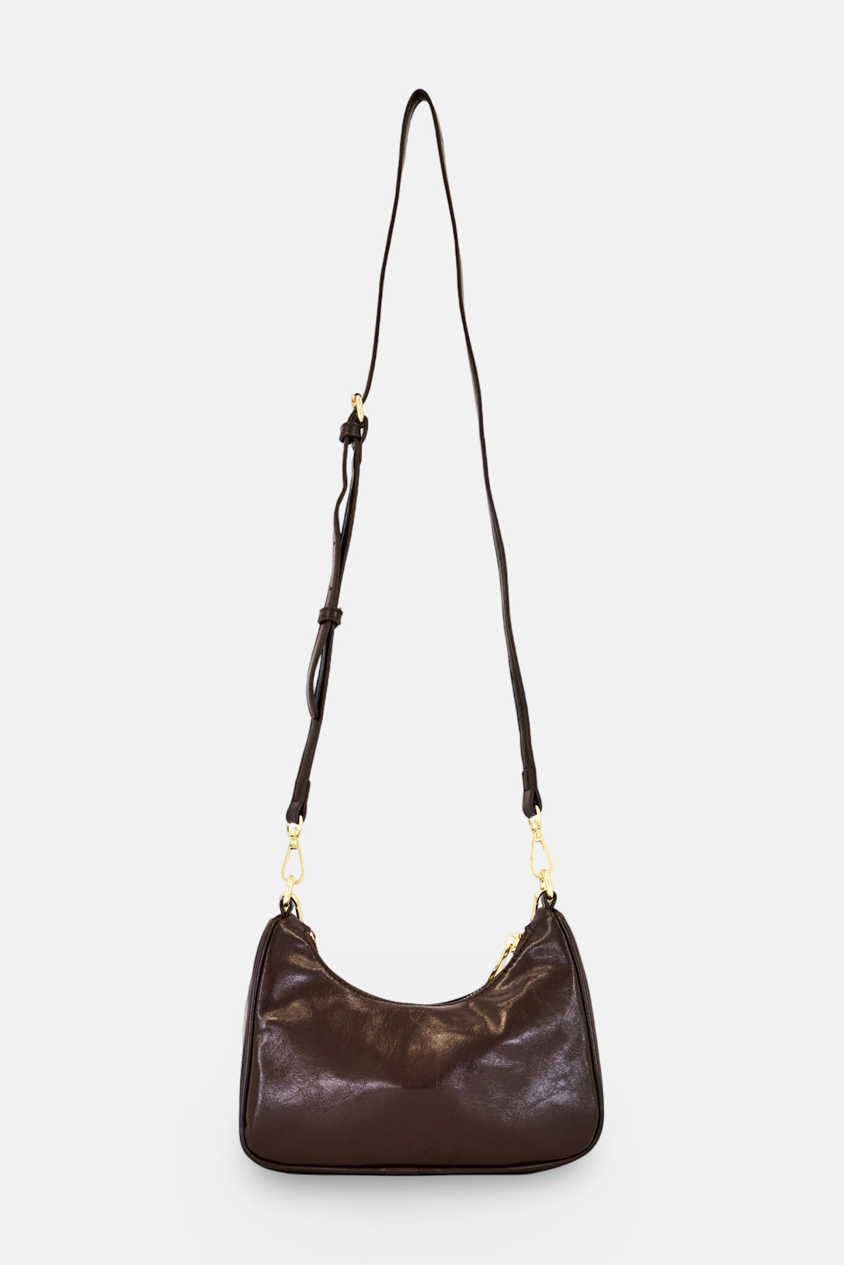 Women Brand Logo Shoulder Bag, Dark Brown