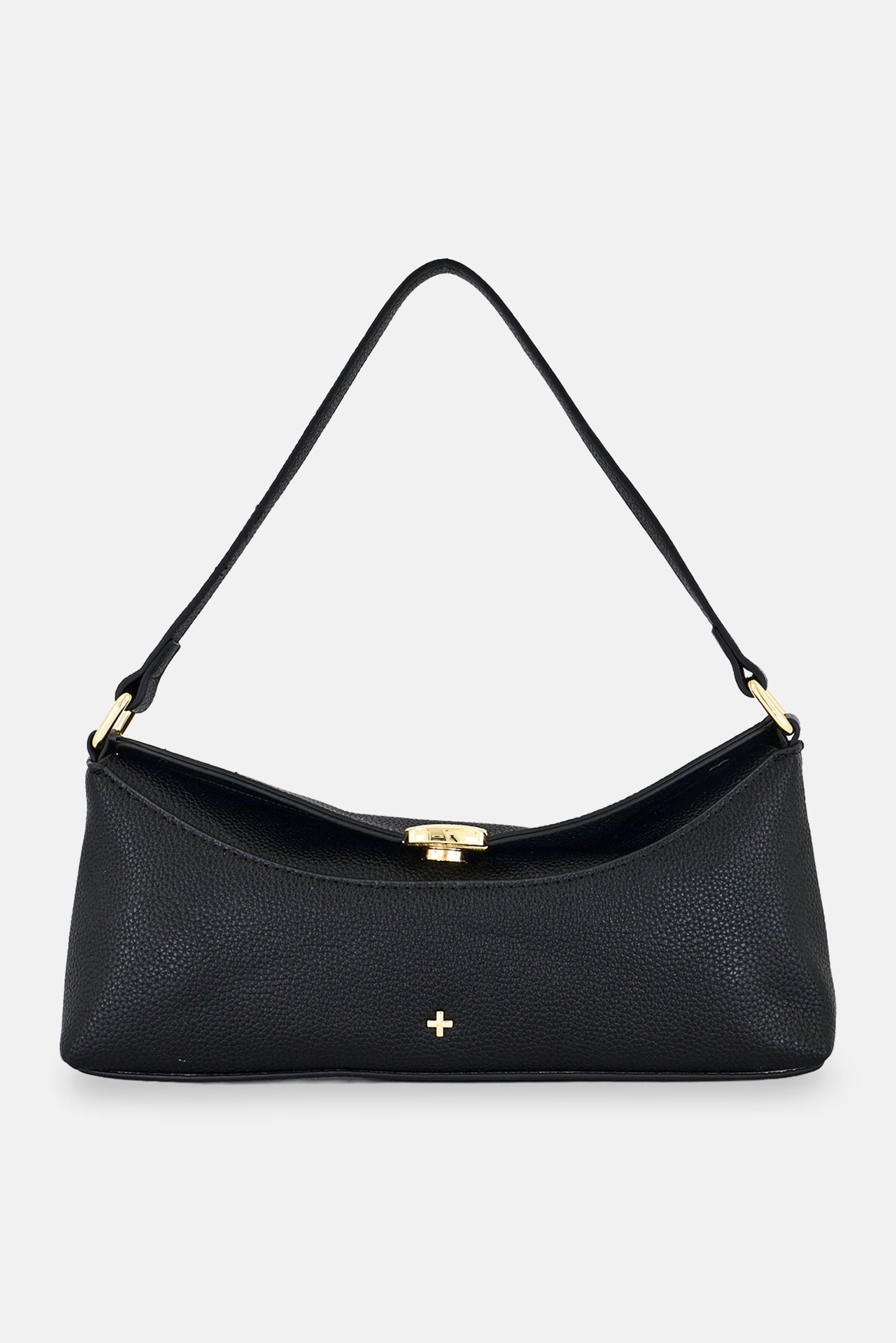 Women Brand Logo Shoulder Bag, Black