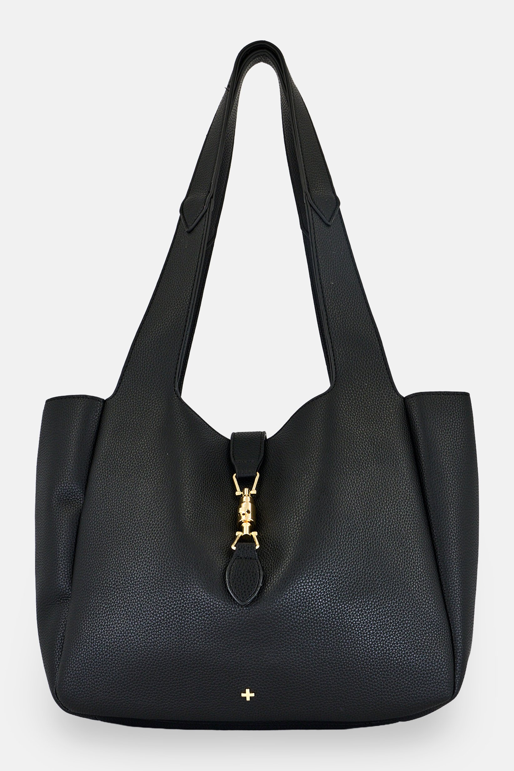 Women Brand Logo Shoulder Bag, Black