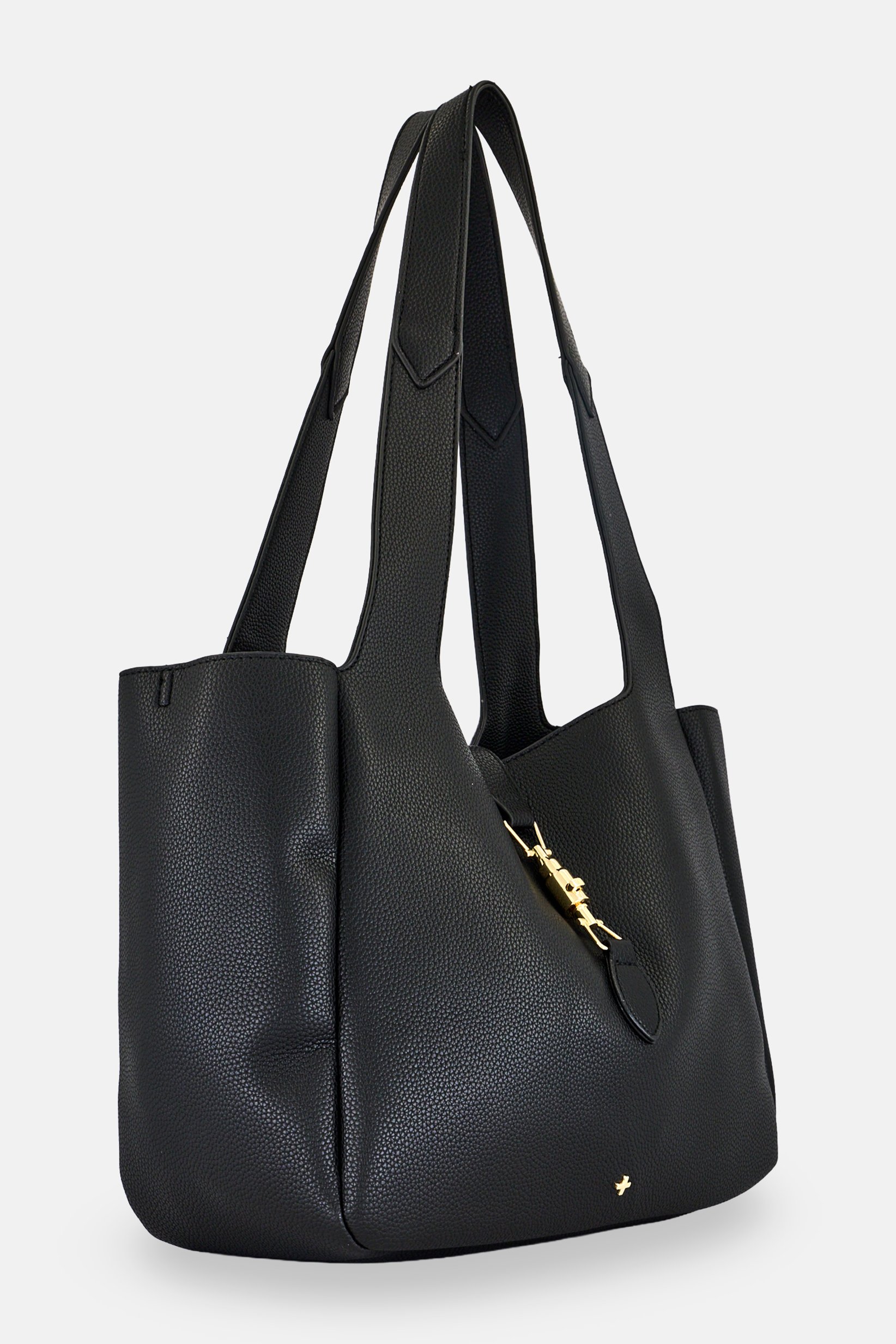 Women Brand Logo Shoulder Bag, Black