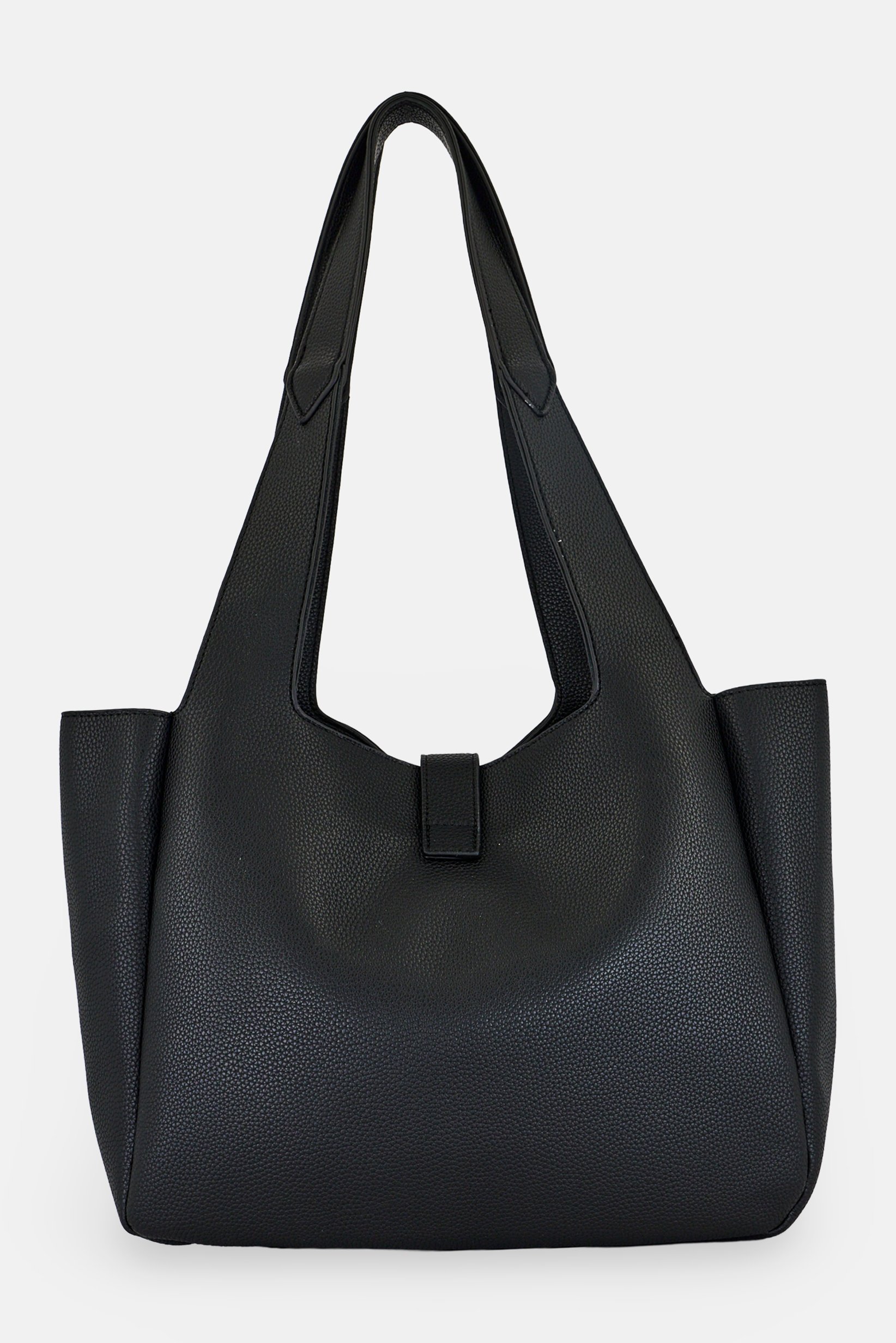 Women Brand Logo Shoulder Bag, Black