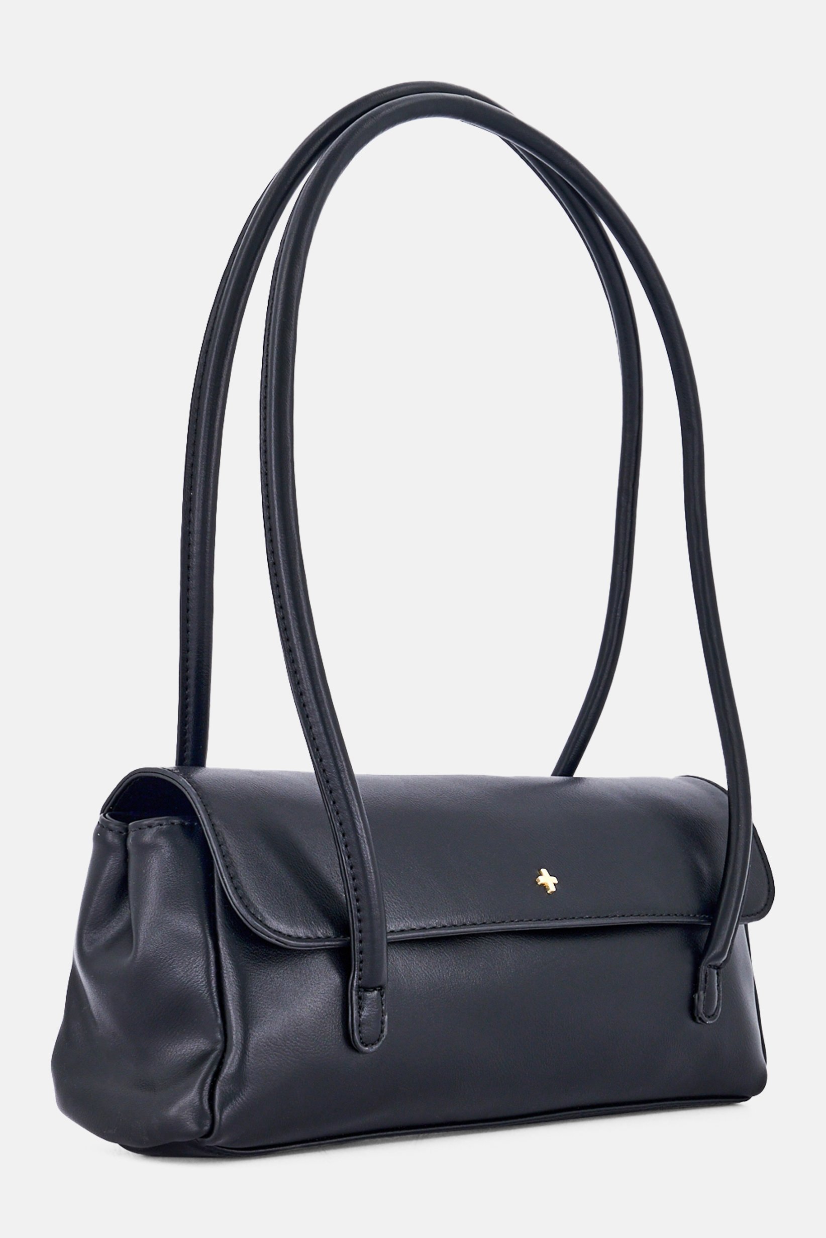 Women Brand Logo Shoulder Bag, Black