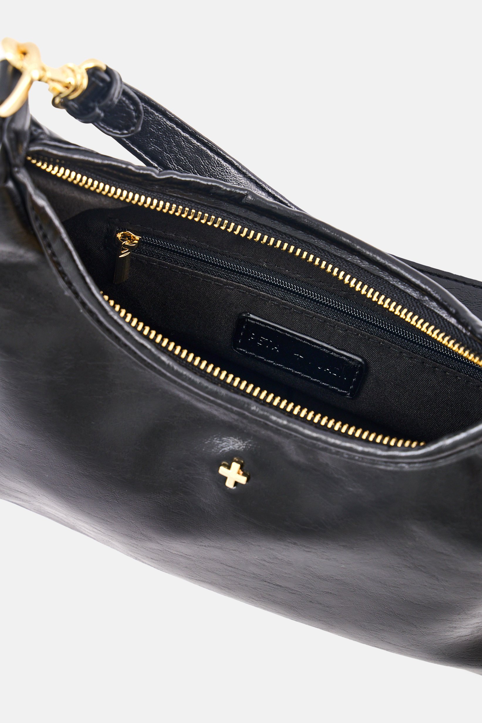 Women Brand Logo Shoulder Bag, Black