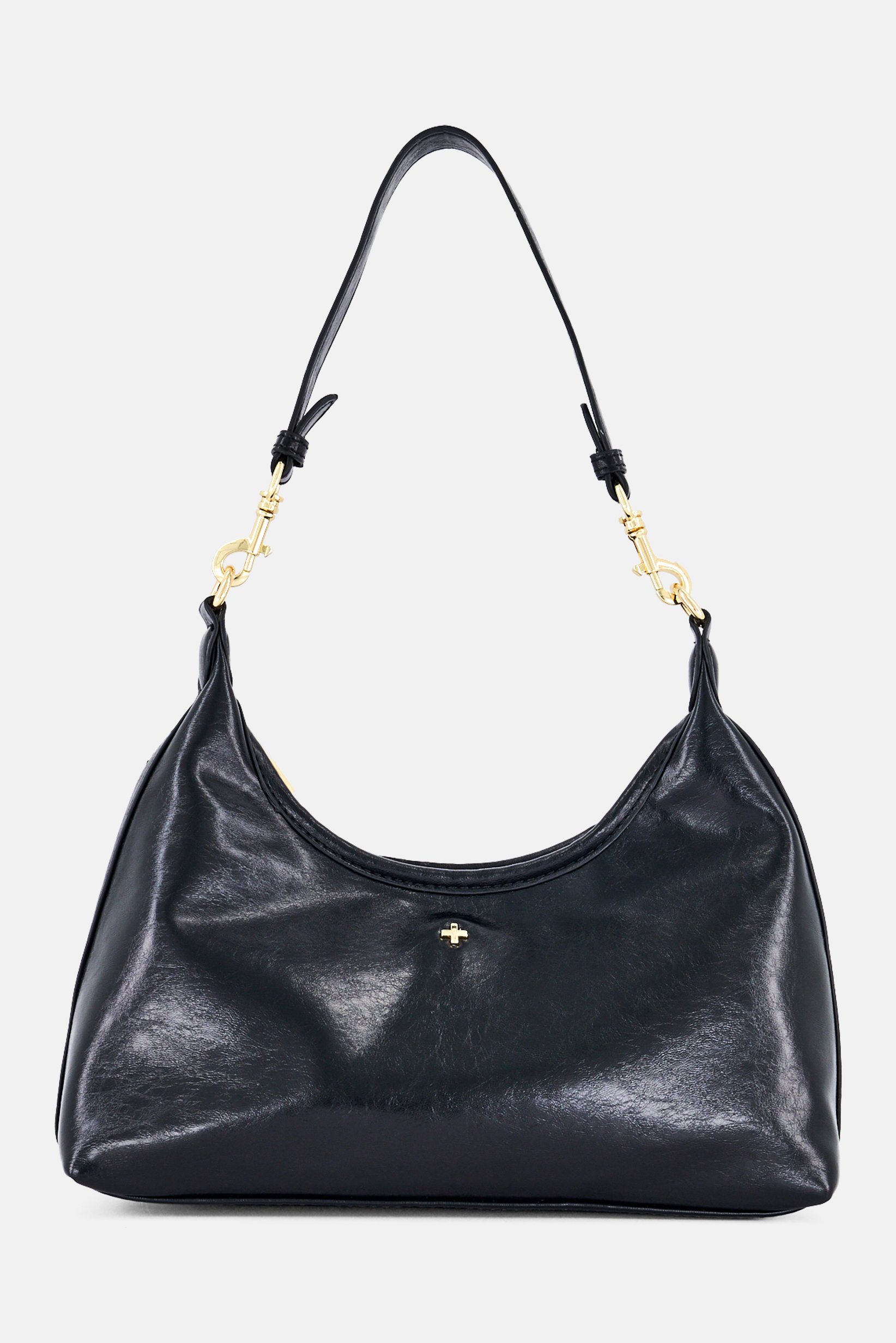 Women Brand Logo Shoulder Bag, Black