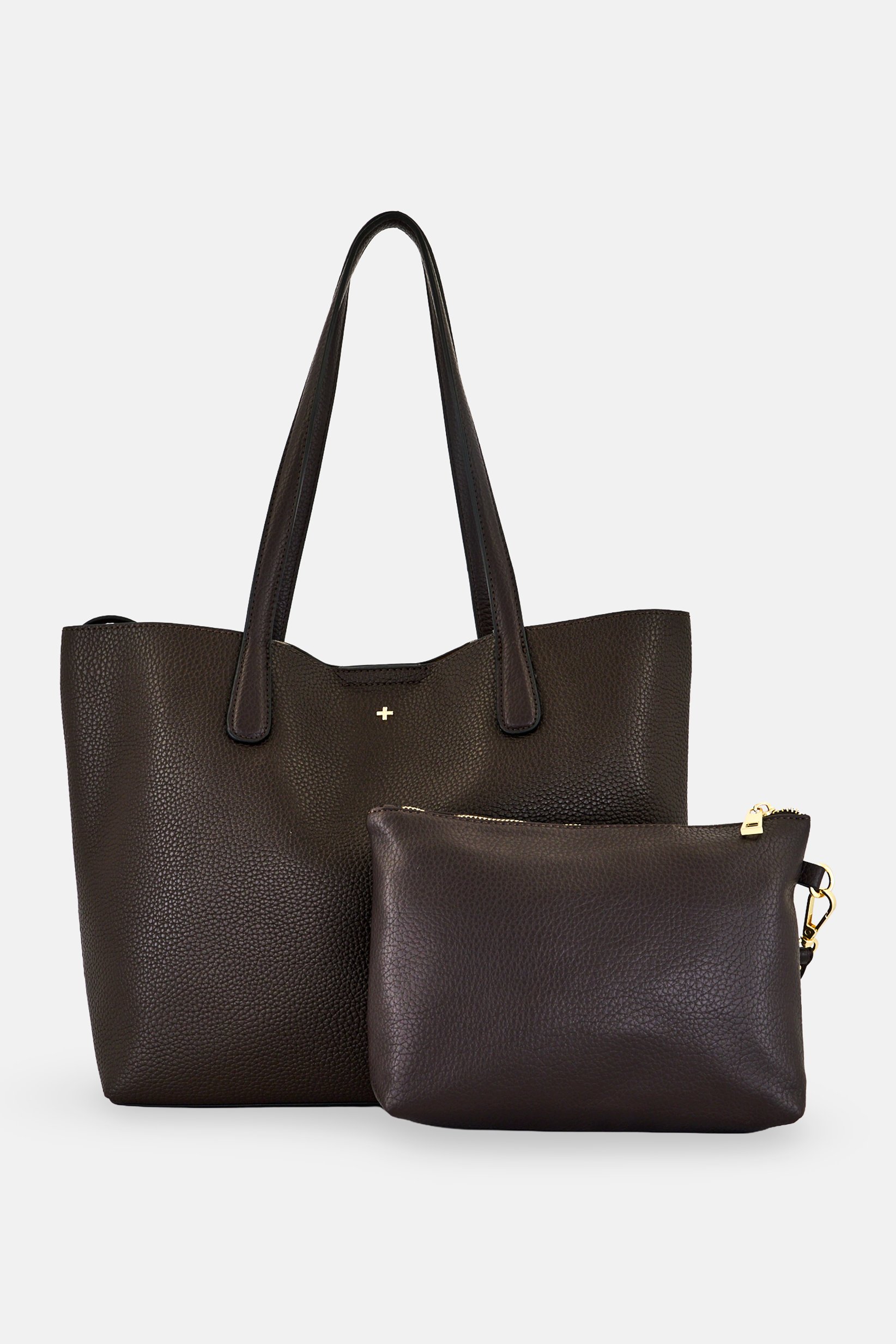 Women Brand Logo Shoulder Bag, Dark Brown